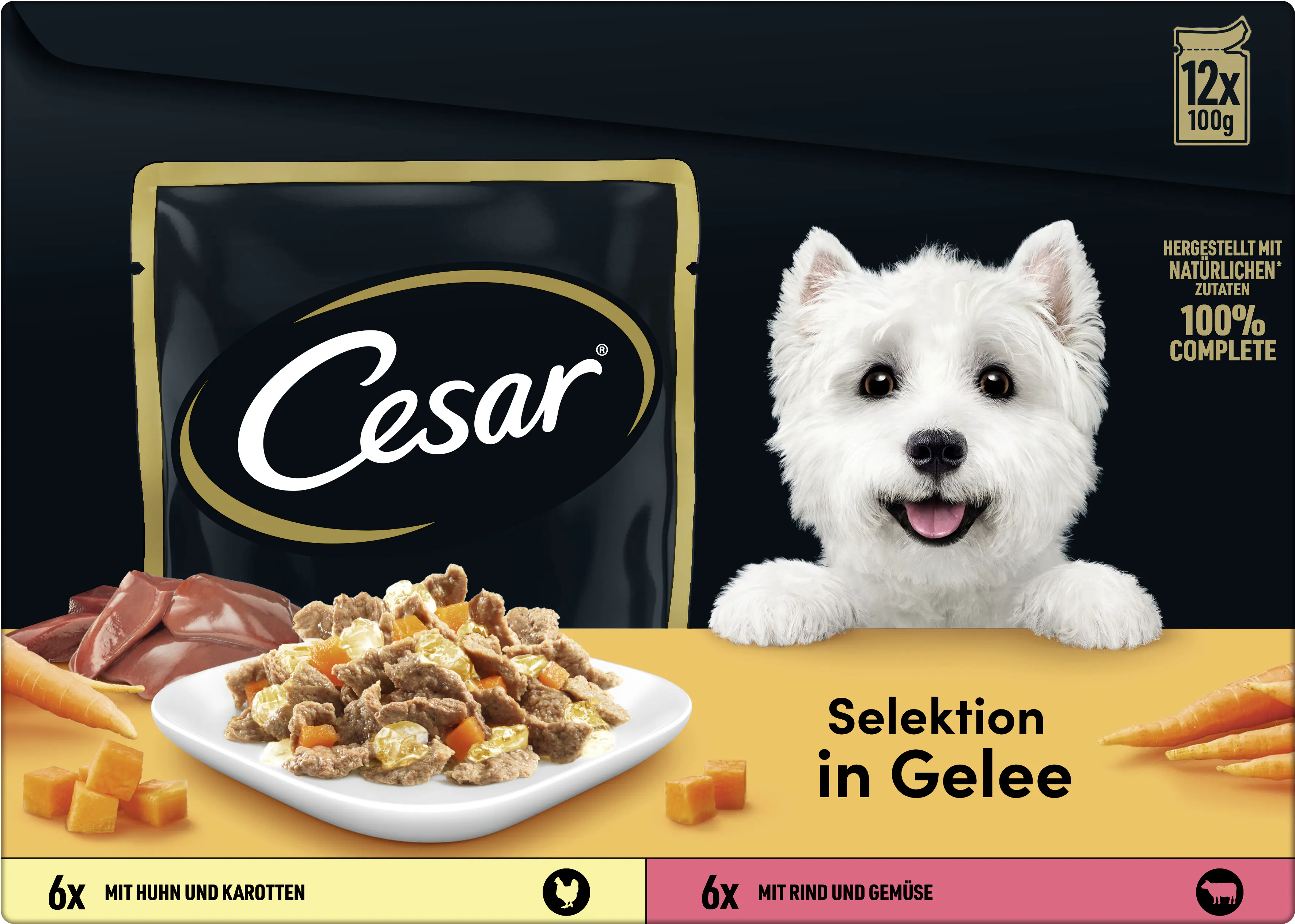 Cesar Hundenassfutter Selektion in Gelee Adult 12 x 100 g Huhn & Rind