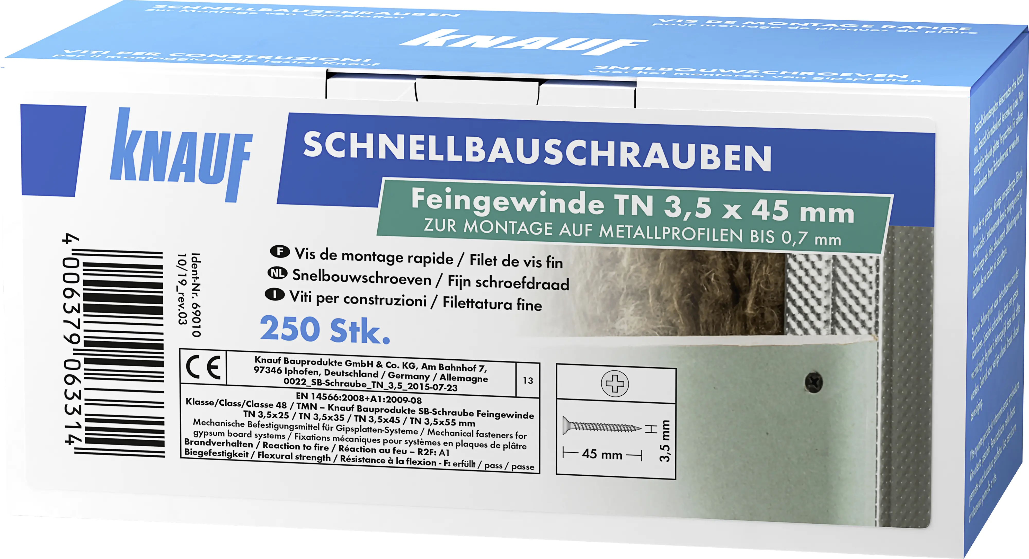 Knauf Schnellbauschrauben 3,5 x 45 mm, PH 1, 250 Stück