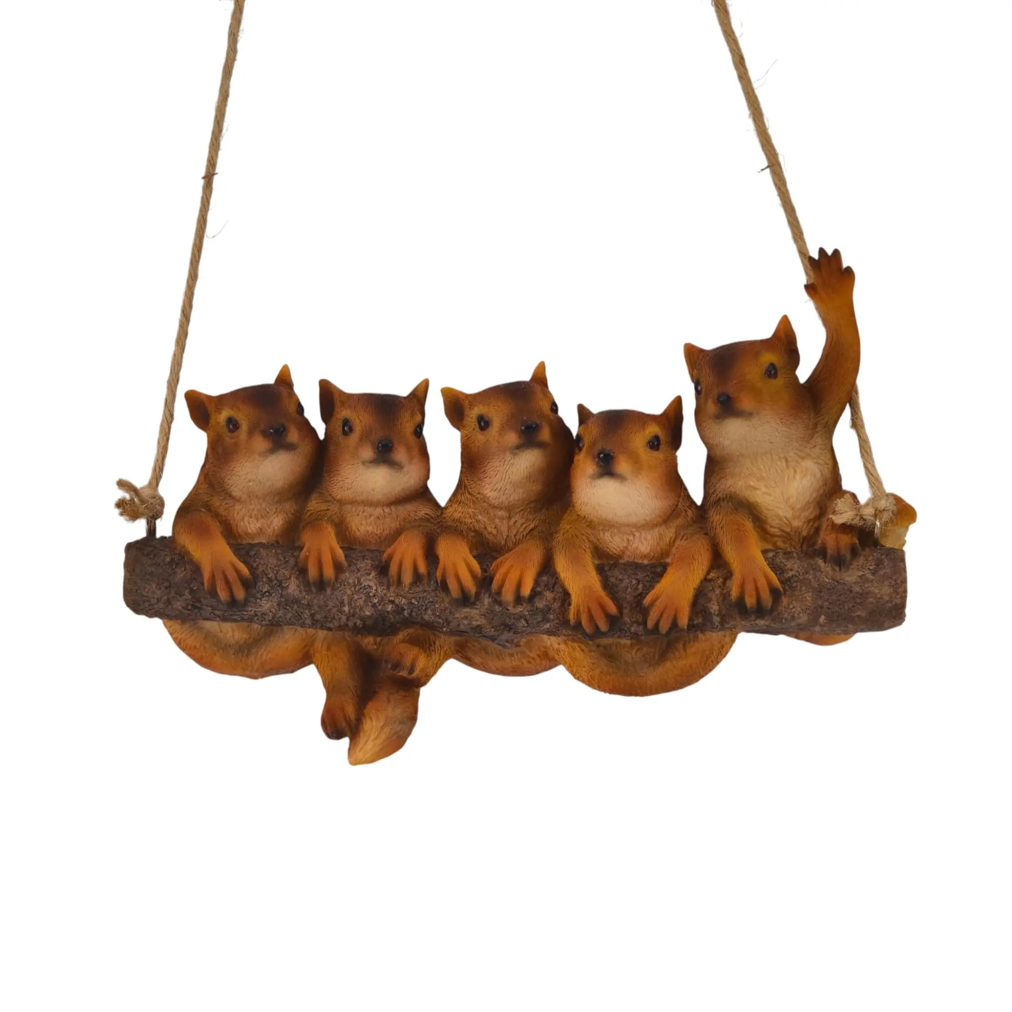 Dekofigur Eichhörnchen-Gruppe am Ast 11,5 x 22 cm braun