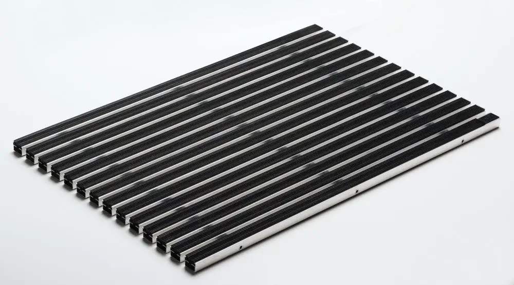 ACO Schuhabstreifermatte Alu schwarz, mit Gummistreifen, 60 x 40 cm