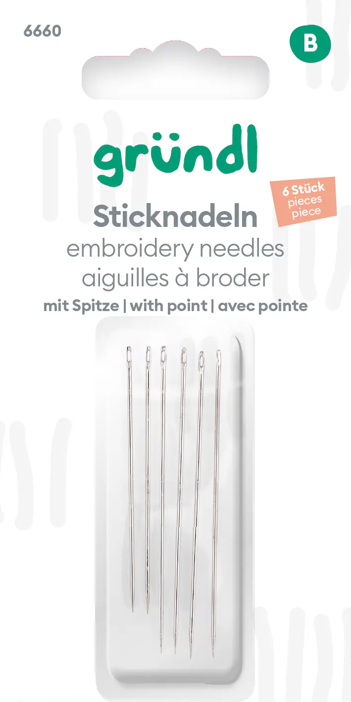Gründl Sticknadeln mit Spitze 6 Stück
