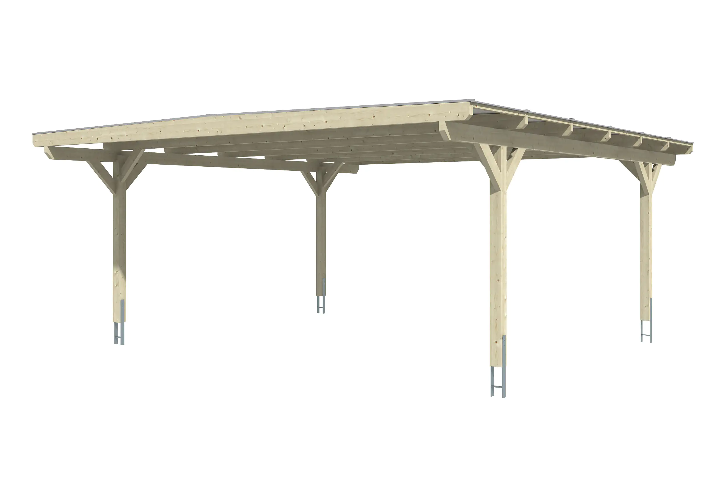 SKAN HOLZ Carport Odenwald 640 x 648 cm, lasiert in Weiß