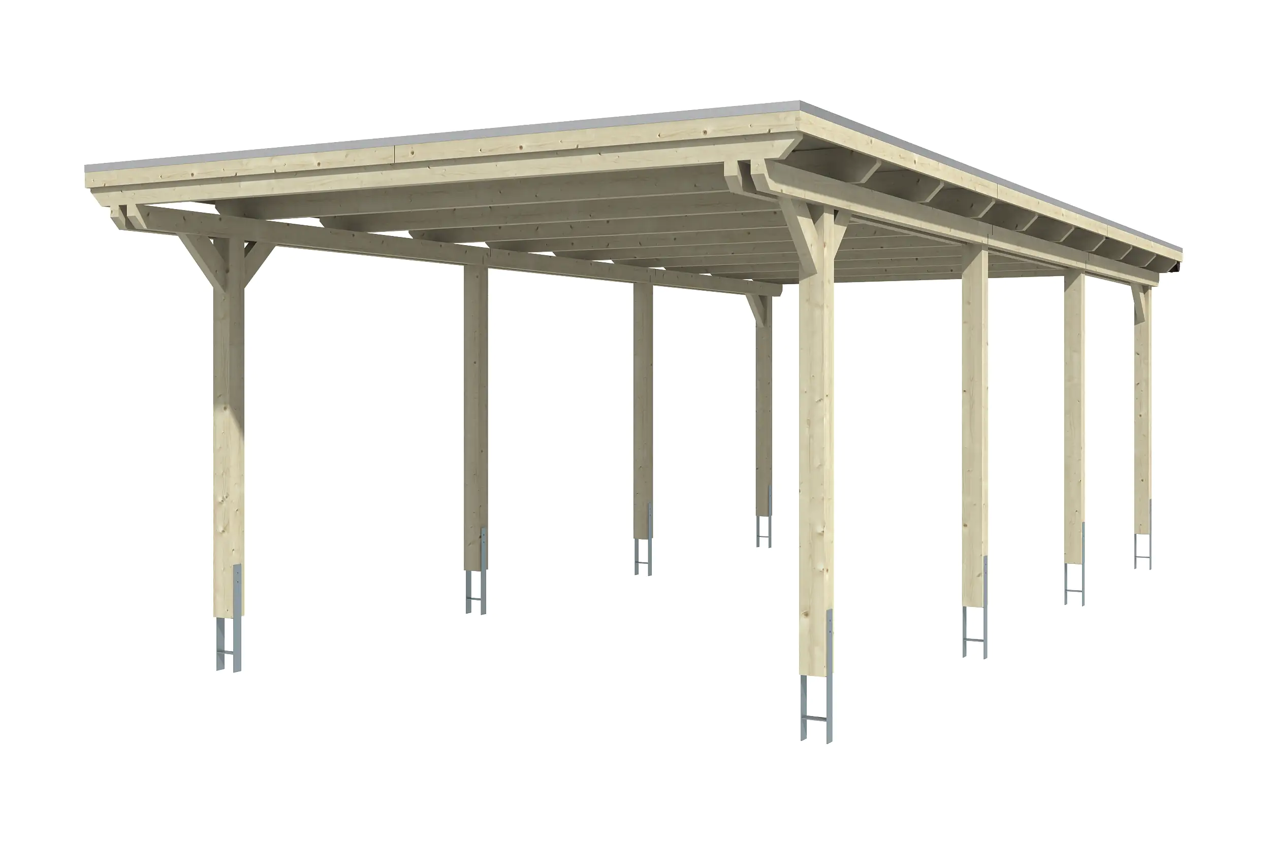 SKAN HOLZ Carport Emsland 404 x 846 cm mit EPDM-Dach, lasiert in Weiß