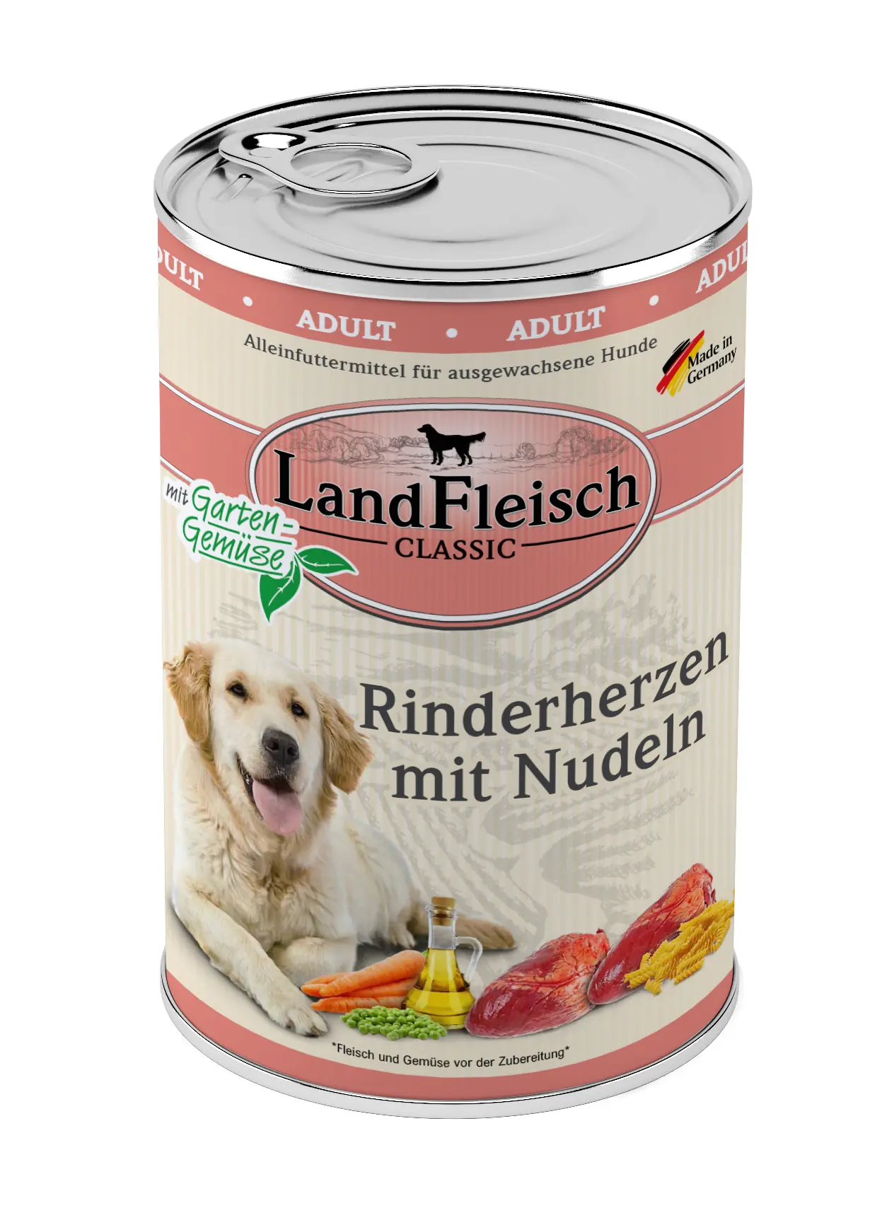 Landfleisch Dog Classic Hundenassfutter Adult 400 g Rind & Nudeln