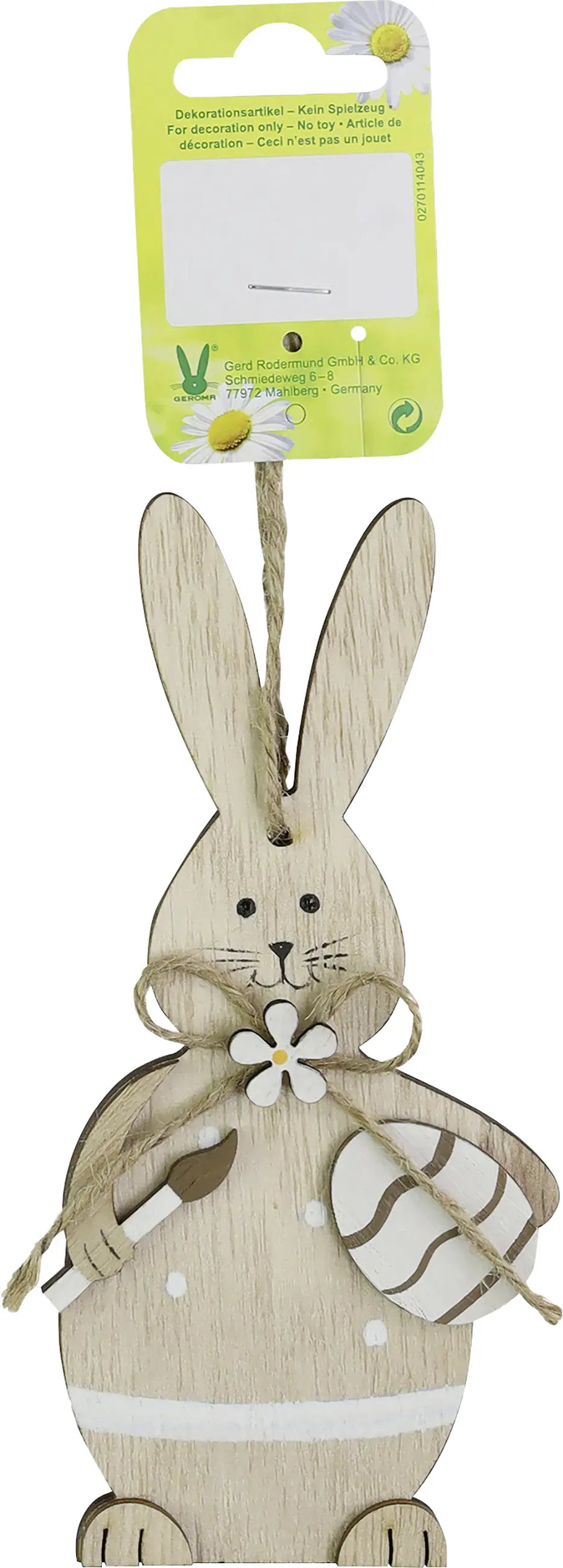 Dekohänger Osterhase Holz 15,5 x 7,5 cm natur