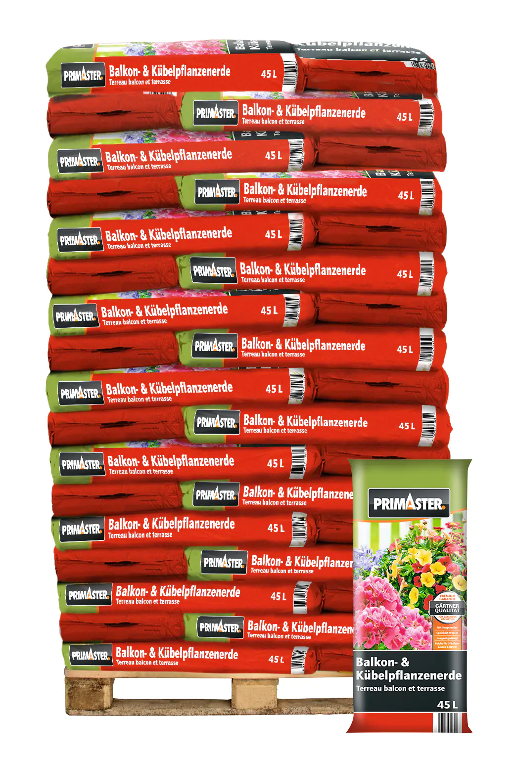 Primaster Balkon- & Kübelpflanzenerde 45L Palette Palettenabnahme, 51 Pack