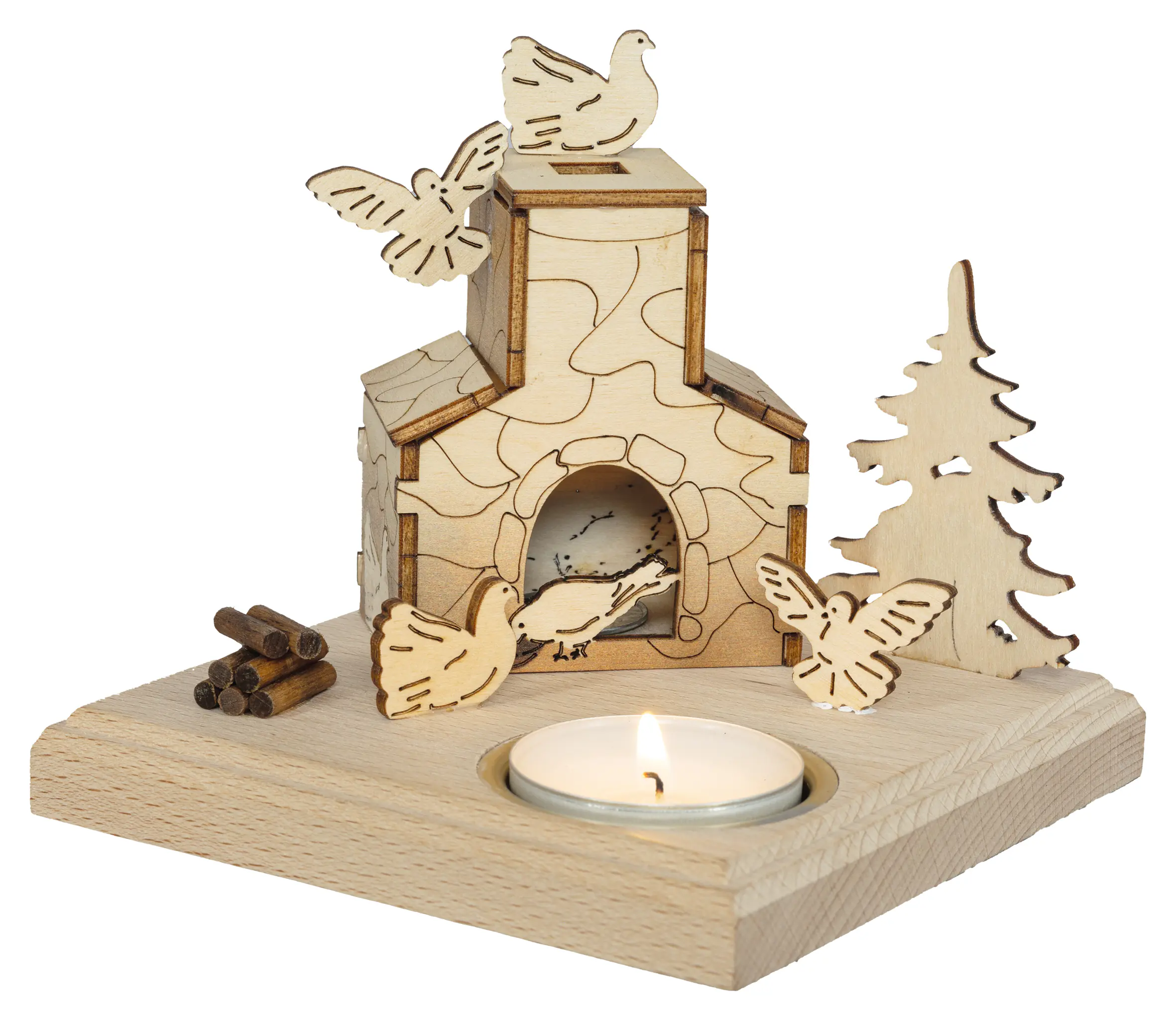 Saico Teelichthalter Drei Haselnüsse für Aschenbrödel 11,5 x 11,5 cm natur