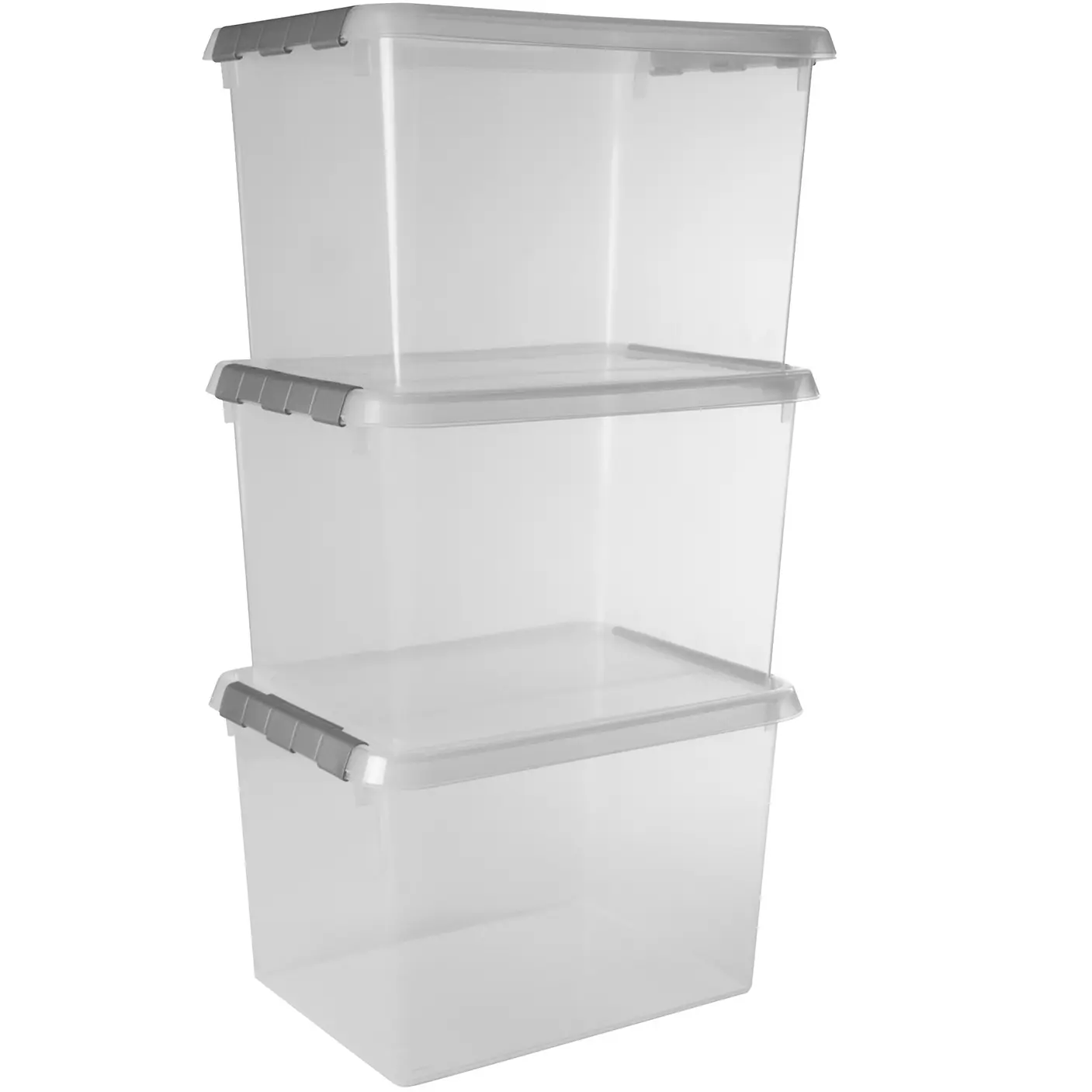 Sunware Comfort line Aufbewahrungsbox 3er-Set für 22L transparent metallfarbig Sunware Comfort line Aufbewahrungsbox 3er-Set für 22L transparent metallfarbig