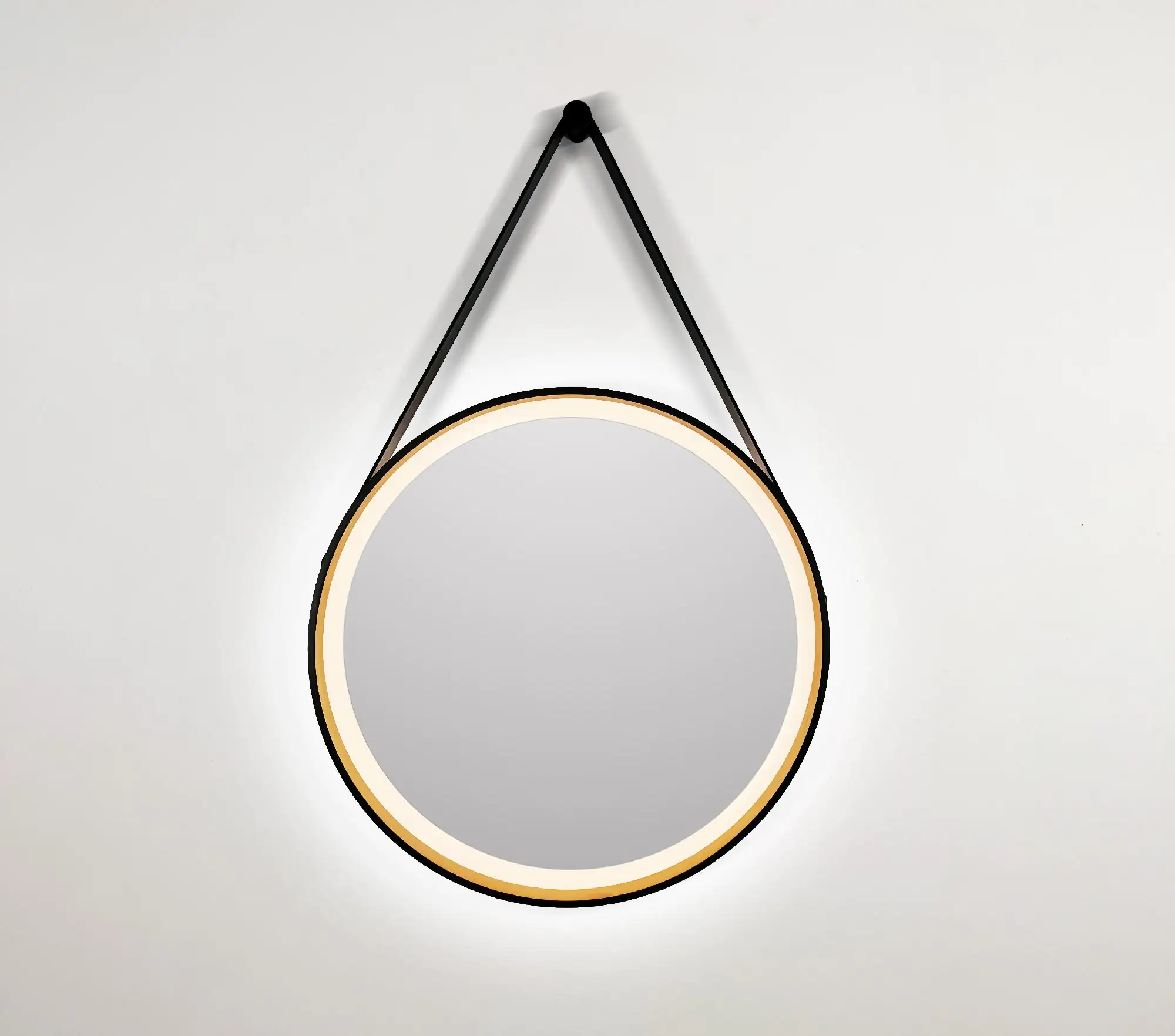 DSK LED Lichtspiegel Black Verano Ø55 cm, außen schwarz und innen gold