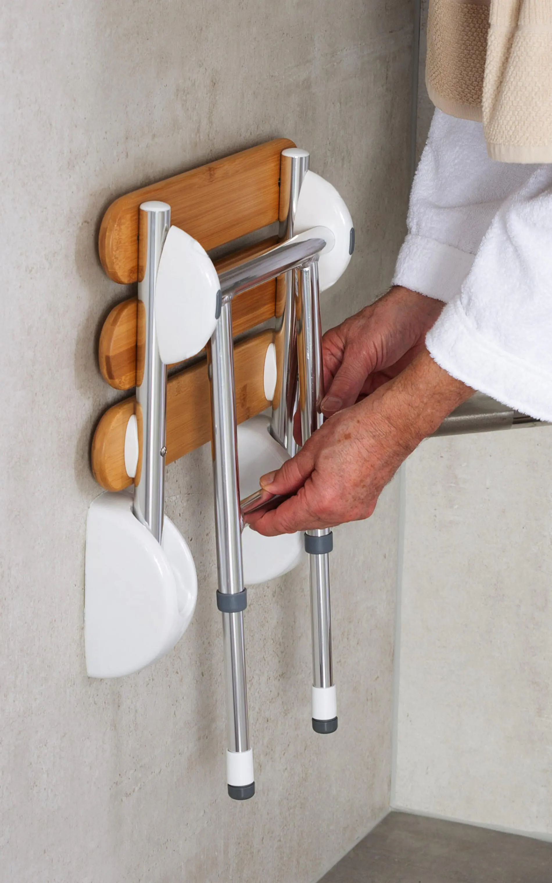 Ridder XL-Adapter für Dusch-Klappsitz Pro, chromfarben, Aluminium / PA / PE / TPR