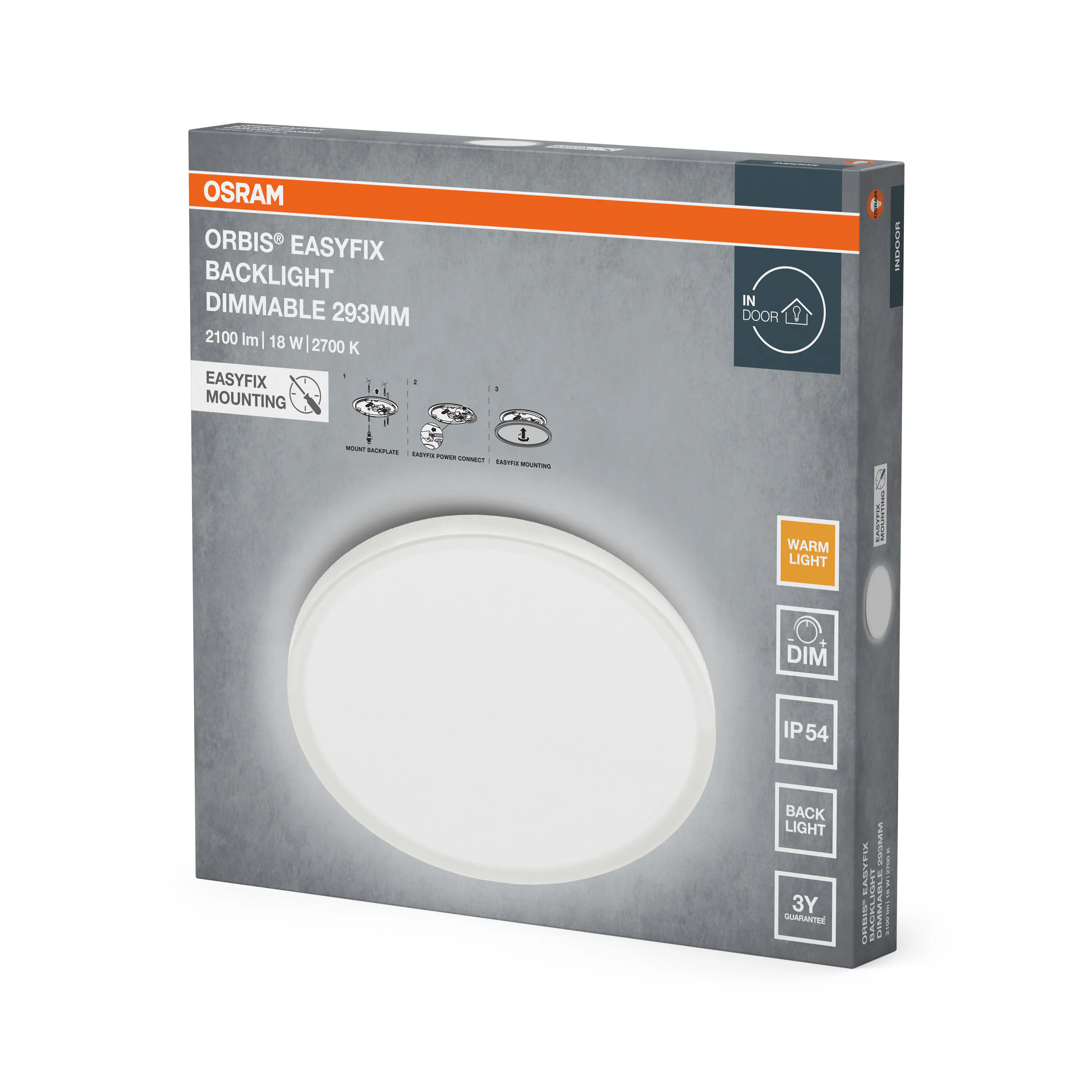 Osram LED-Deckenleuchte Orbis Easyfix Ø29,3 cm weiß warmweiß
