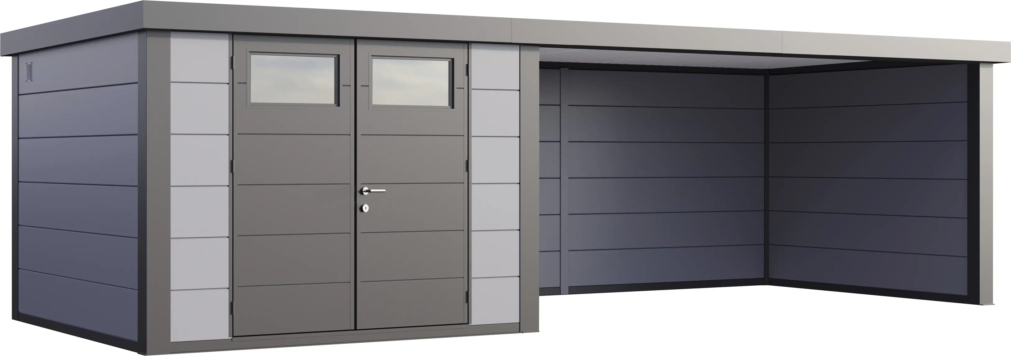 Telluria Gerätehaus Classico Lounge XL 3030 rechts lichtgrau 762 x 298 cm