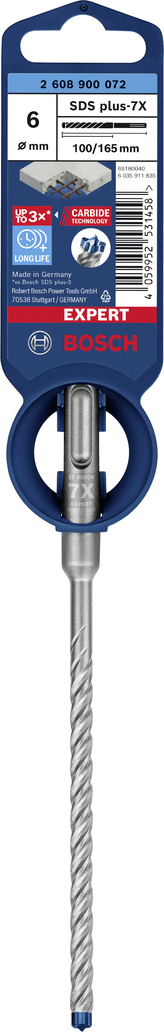 Bosch Expert SDS plus-7X Hammerbohrer Ø 6 mm 100 x 165 mm Bosch Expert SDS plus-7X Hammerbohrer Ø 6 mm 100 x 165 mm
