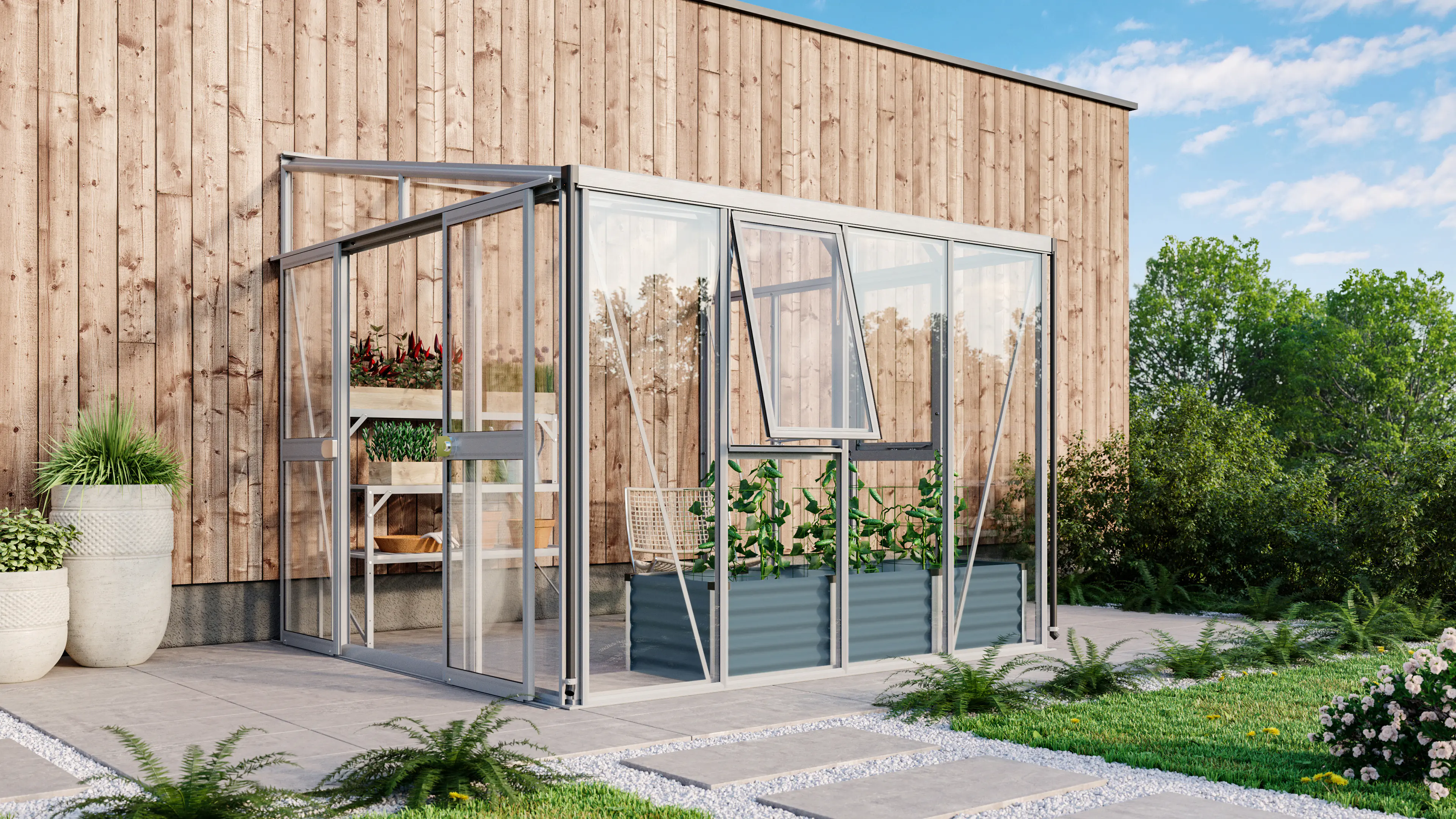 Vitavia Anlehngewächshaus Helena 7000 268 x 281 cm 3 mm ESG