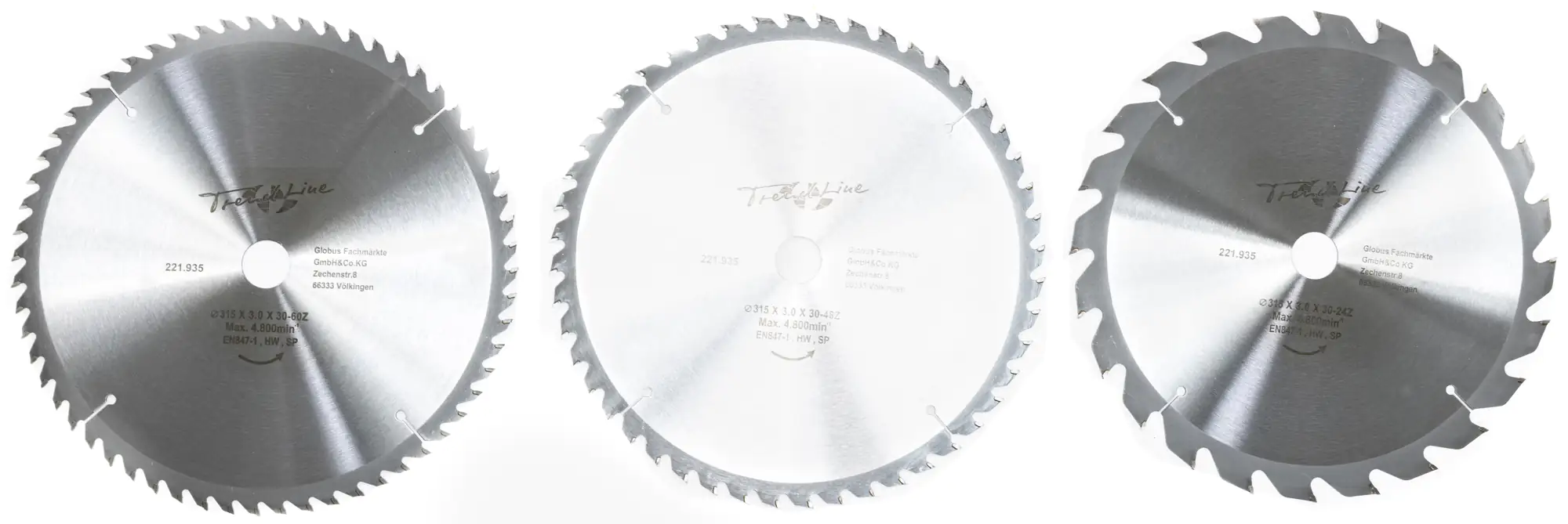 TrendLine HM-Kreissägeblätter Ø 315 mm Bohrung Ø 30 mm 3-teilig TrendLine HM-Kreissägeblätter Ø 315 mm Bohrung Ø 30 mm 3-teilig