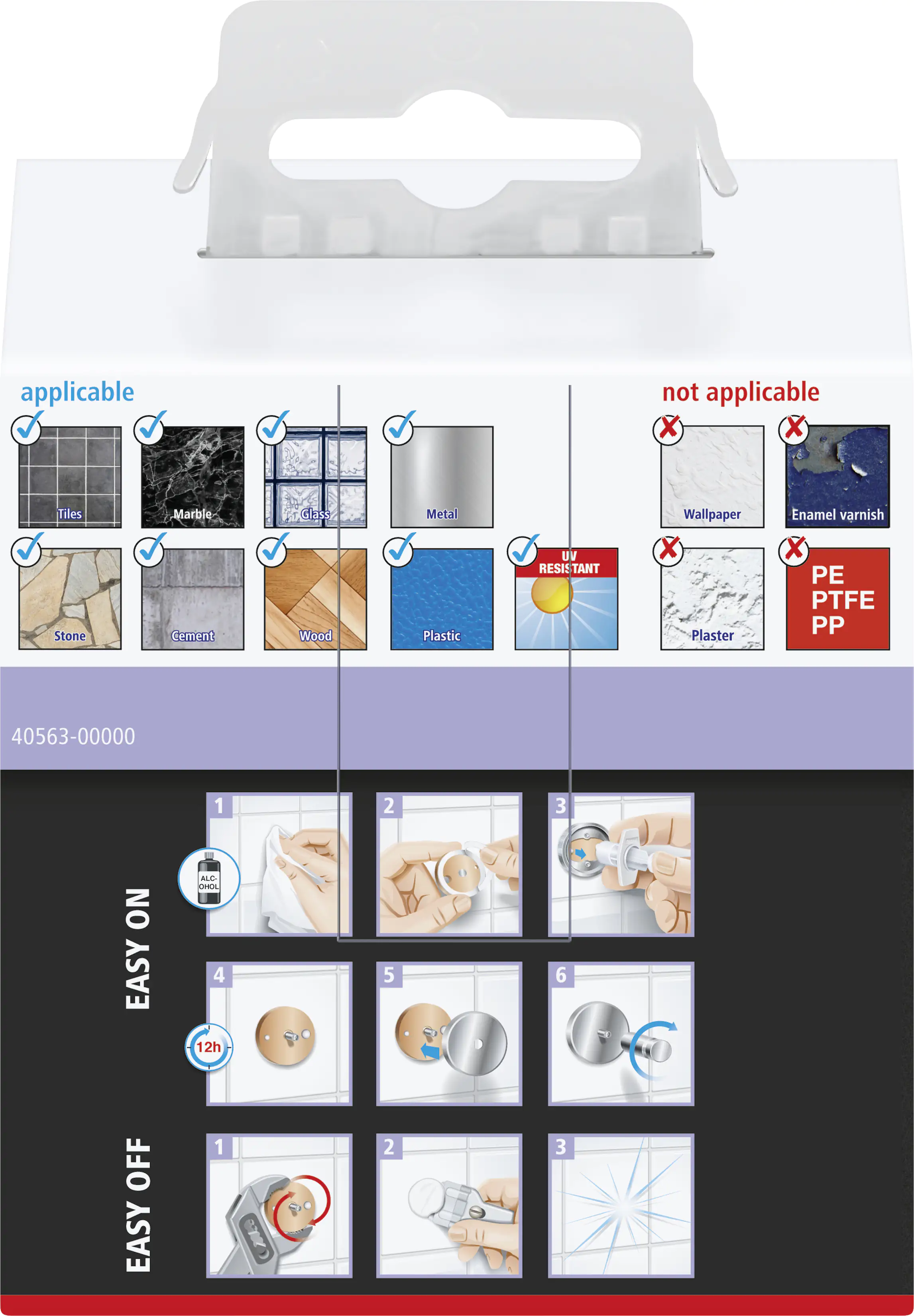 Tesa Handtuchhaken MOON  schwarz zum Kleben