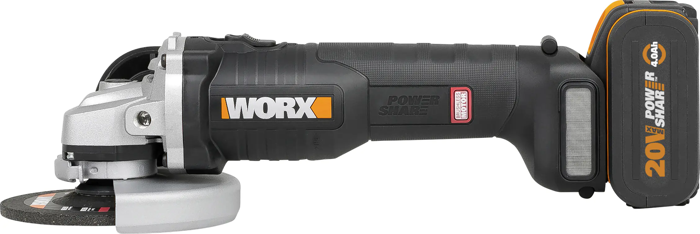 Worx Akku-Winkelschleifer WX812 20 V 4,0 Ah 125 mm bürstenloser Motor Worx Akku-Winkelschleifer WX812 20 V 4,0 Ah 125 mm bürstenloser Motor