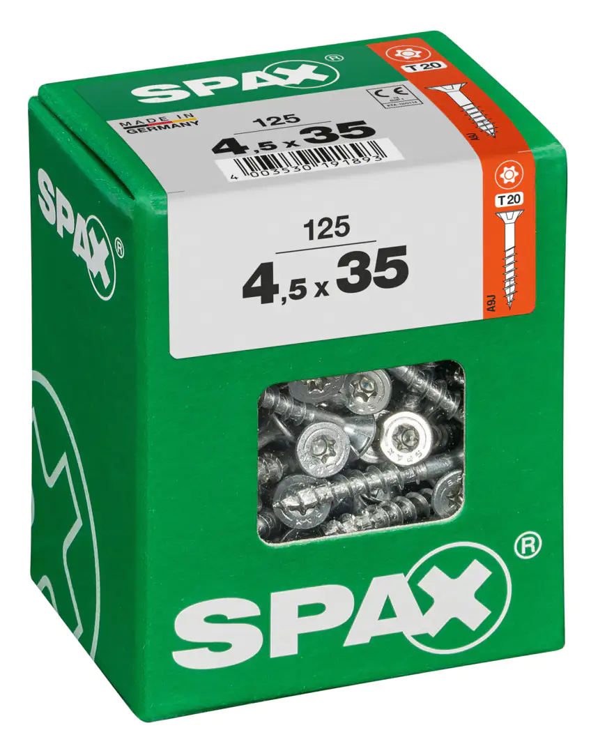 Spax Universalschrauben 4.5 x 35 mm TX 20 - 125 Stk. Spax Universalschrauben 4.5 x 35 mm TX 20 - 125 Stk.