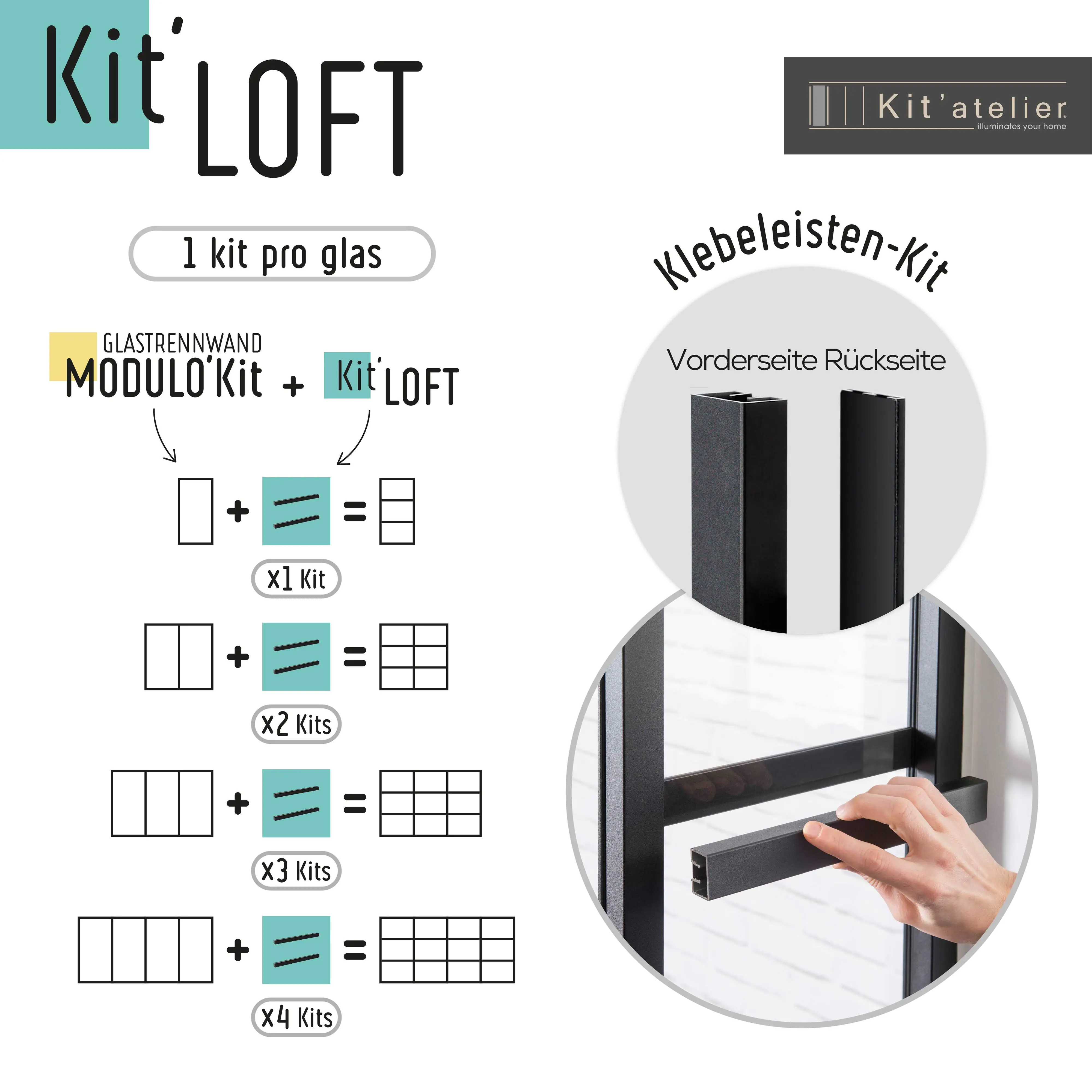 Klebeleisten-Set Loft für Trennwand Verriere Modulo 2 Stück Klebeleisten-Set Loft für Trennwand Verriere Modulo 2 Stück