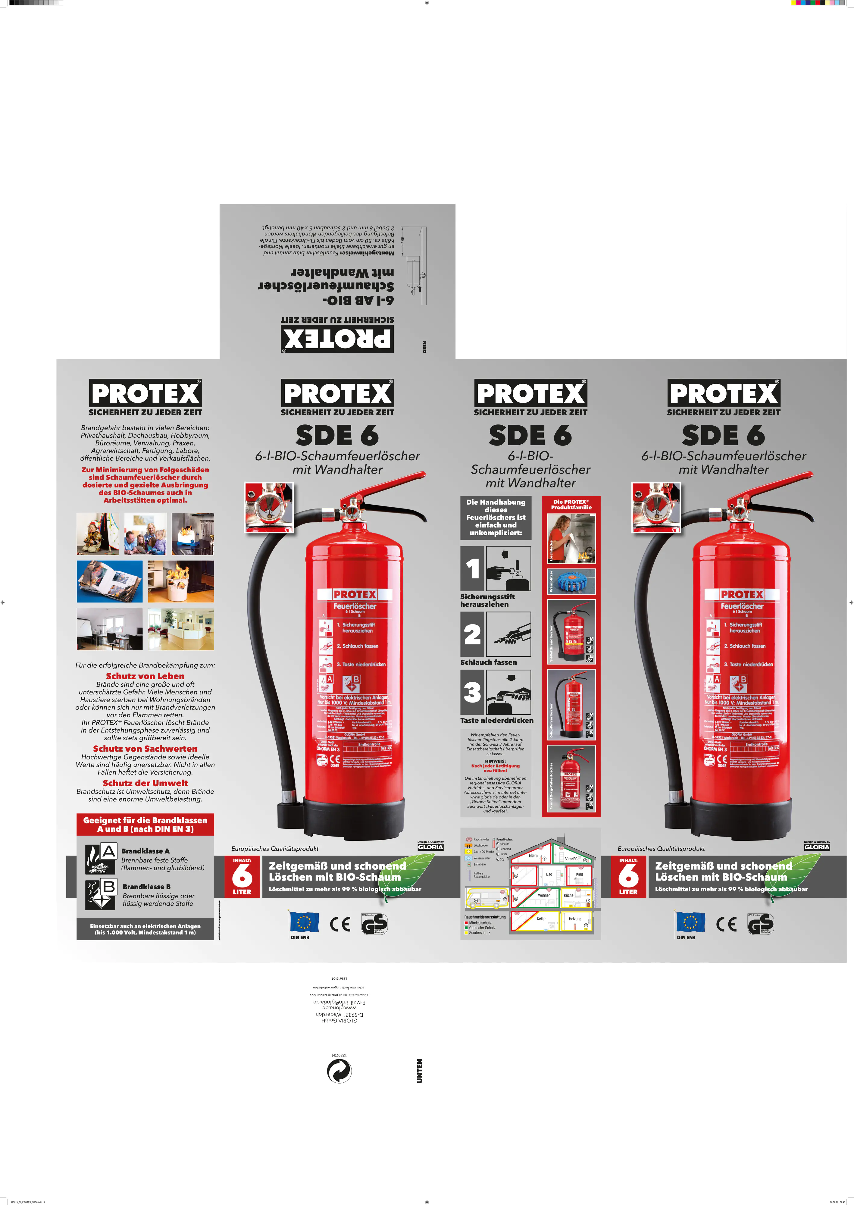 Protex Feuerlöscher SDE 6 Schaum Löschmittel