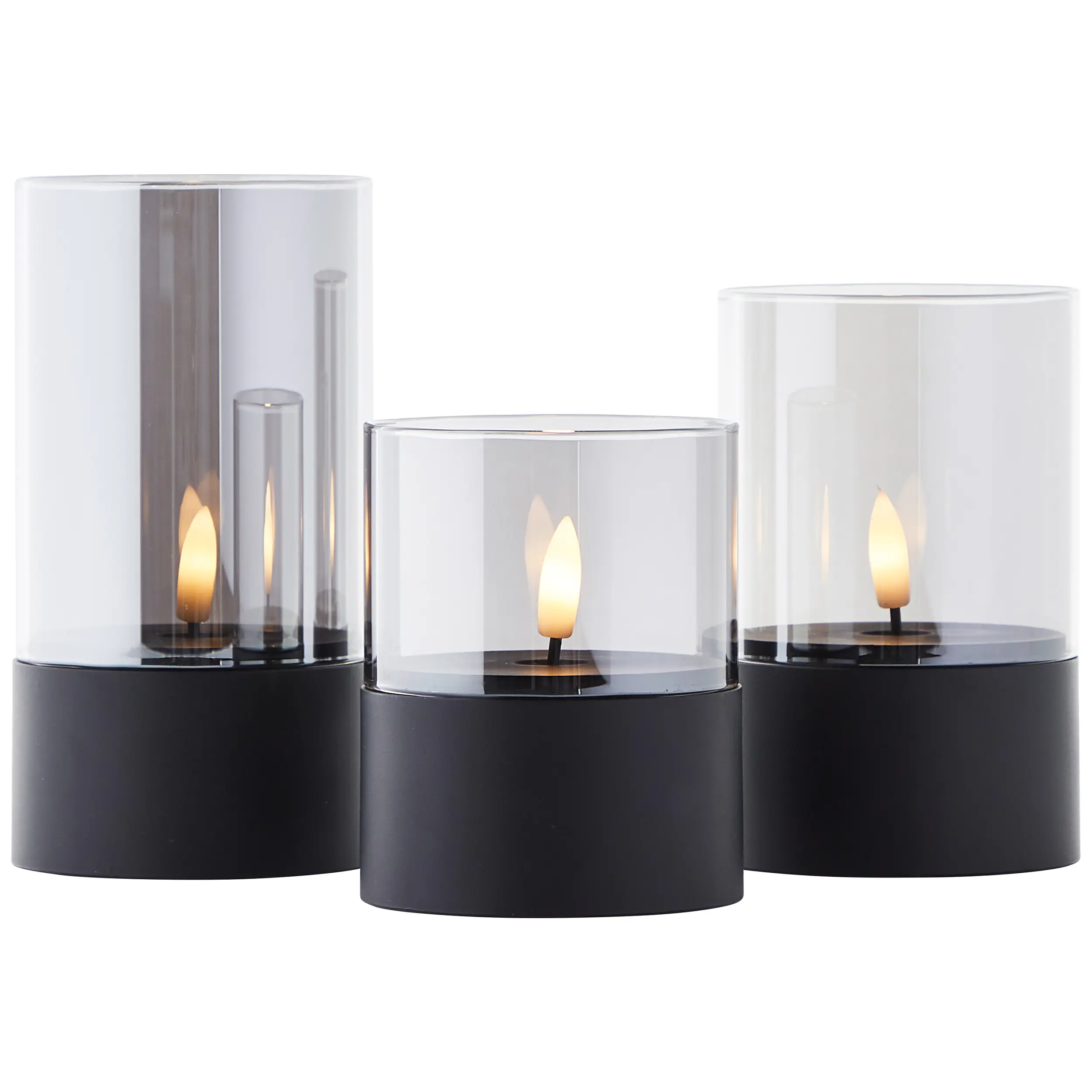 Brilliant LED Kerze batteriebetrieben mit Timer Ø 8 schwarz 3er Set Brilliant LED Kerze batteriebetrieben mit Timer Ø 8 schwarz 3er Set
