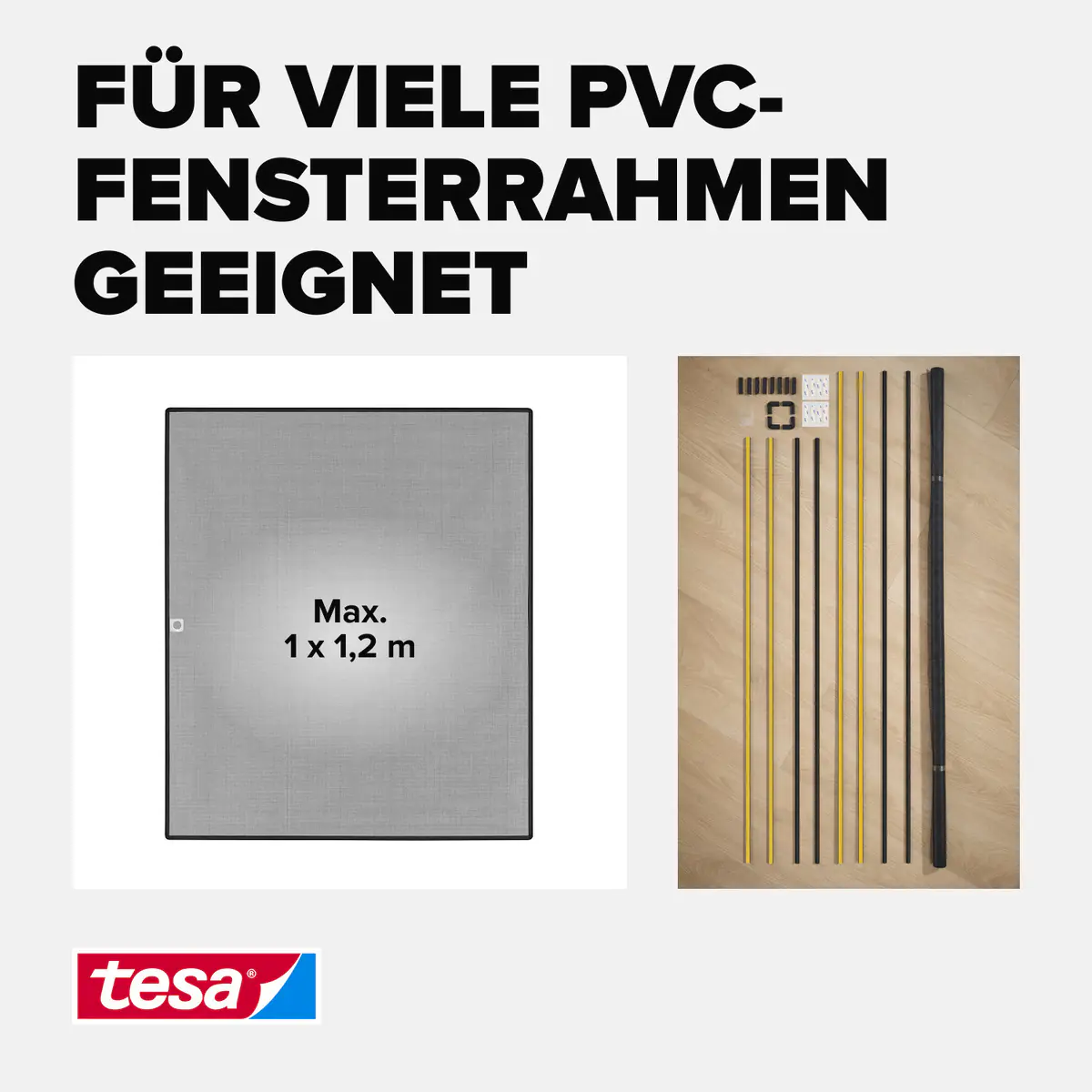 tesa Anklipsrahmen Fliegengitter 100 x 120 cm anthrazit