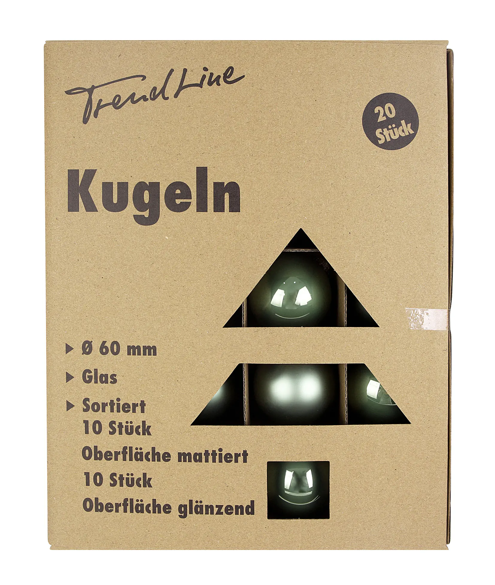 TrendLine Weihnachtskugeln aus Glas Ø 6 cm salbeigrün 20 Stück