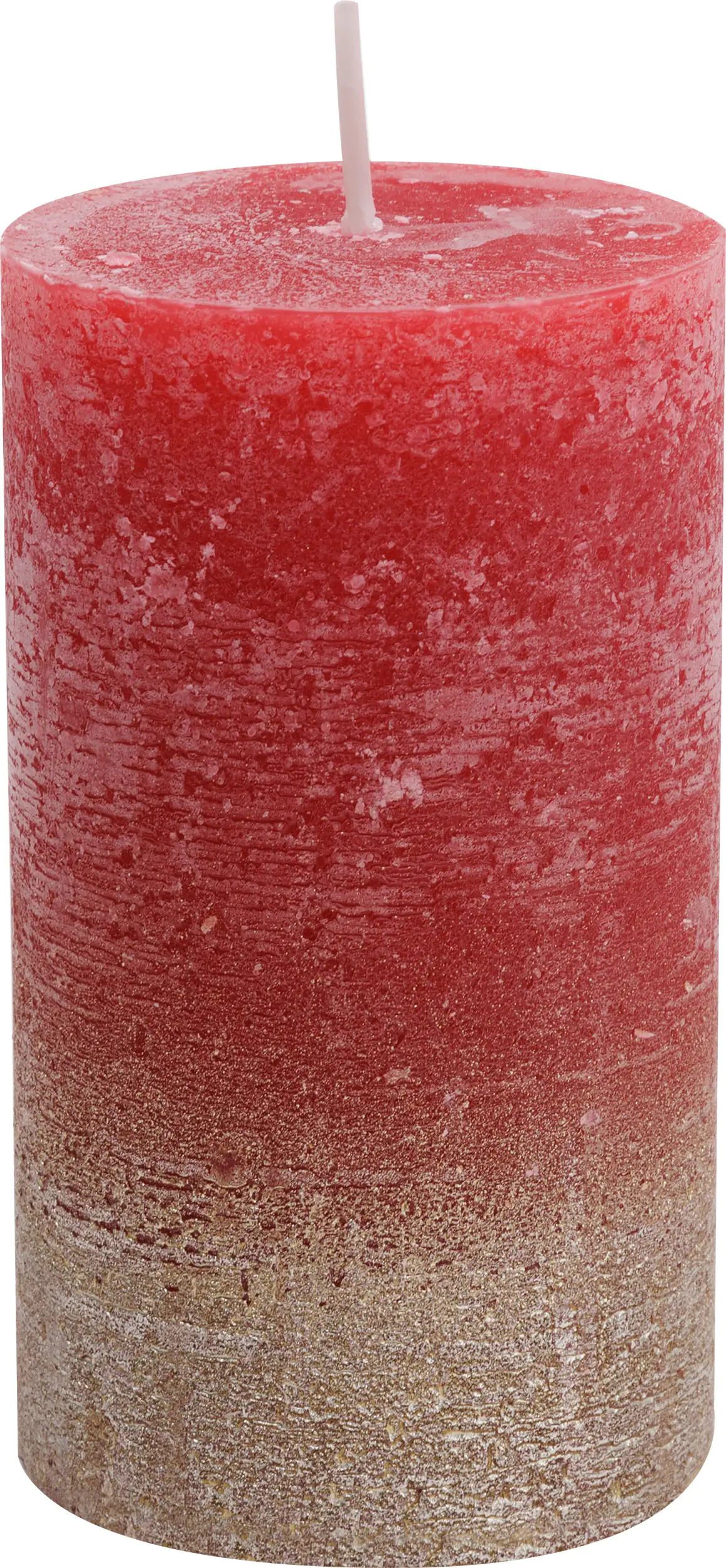 House of Rustic Kerze ruby rot mit gold Streifen Ø 6,8 x 12 cm House of Rustic Kerze ruby rot mit gold Streifen Ø 6,8 x 12 cm