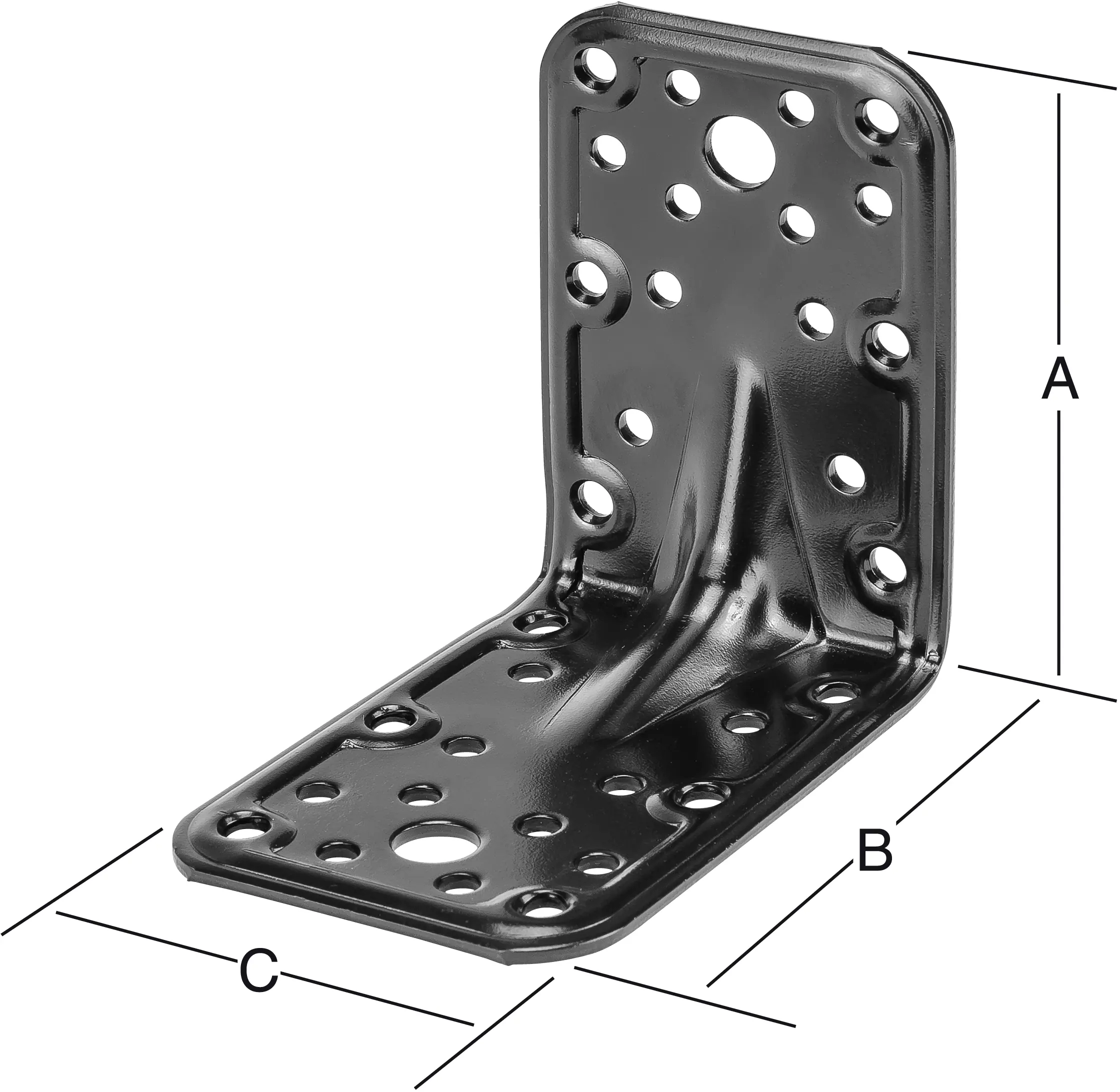 Vormann Combi-Winkelverbinder 60 x 60 mm Stahl schwarz mit Sicke
