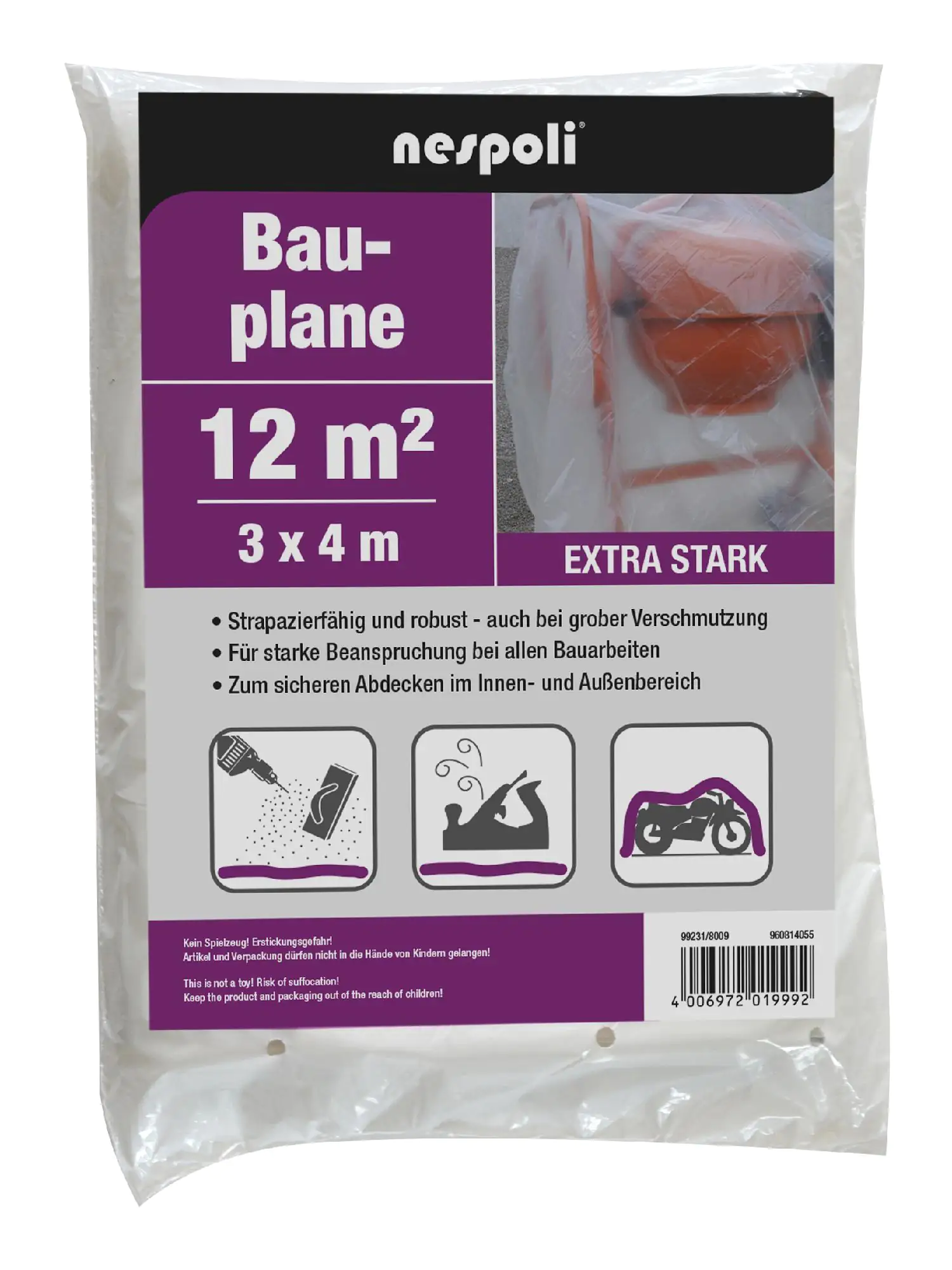 Bauplane 3 x 4 m, transparent