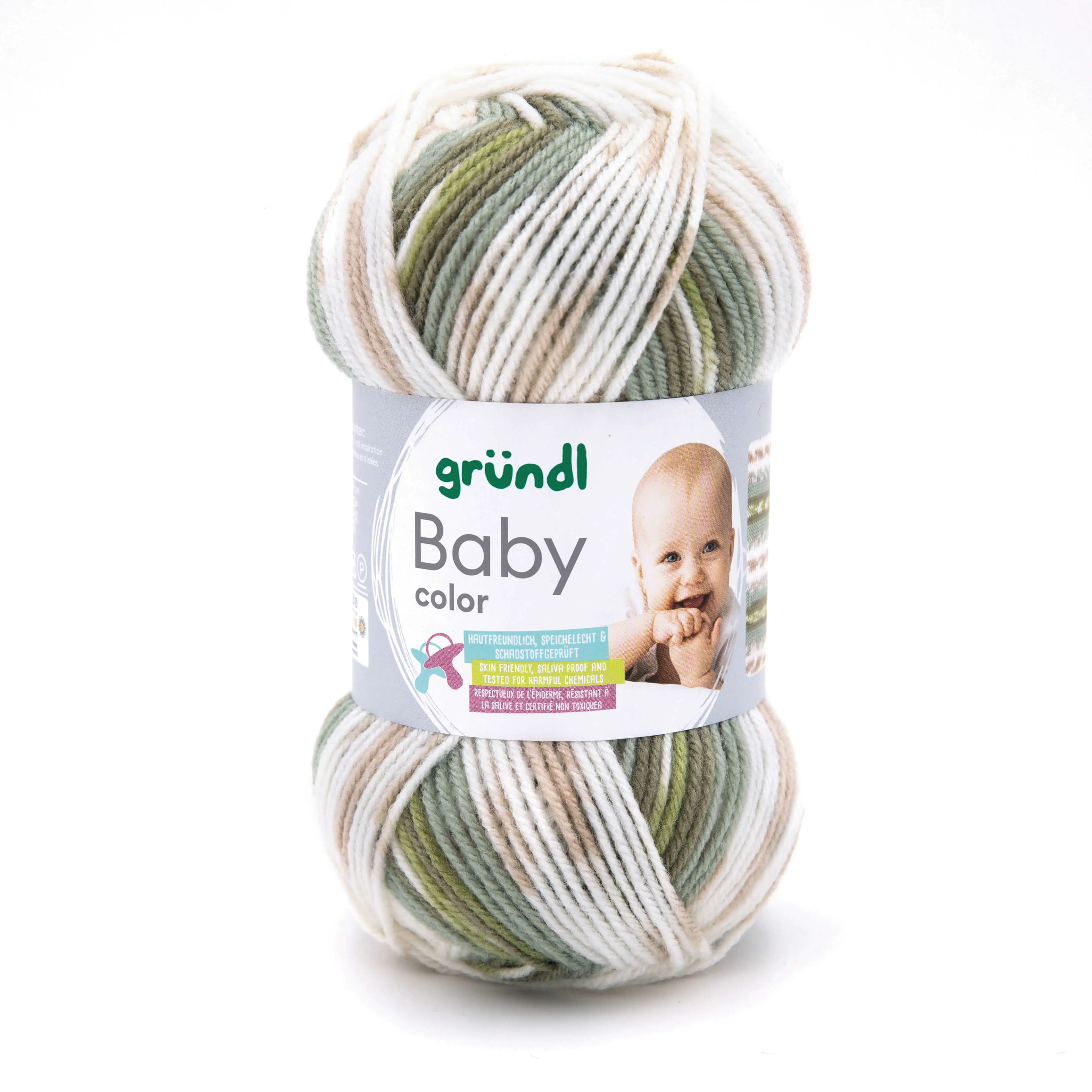 Gründl Wolle Baby color 50 g olive natur jade grau multicolor