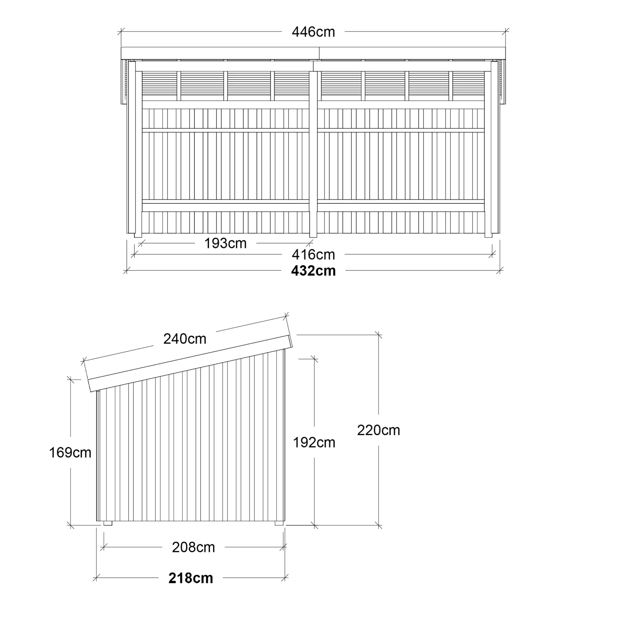 Plus Gartenhaus Nordic Multi 416 x 208 cm natur offen