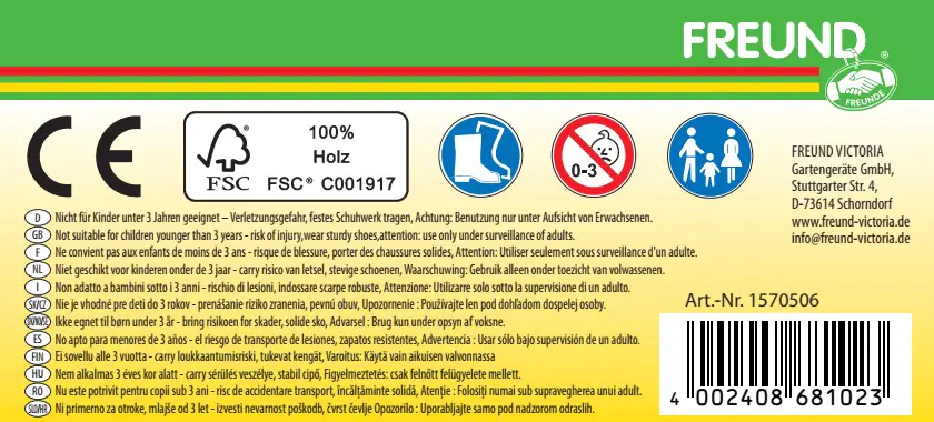 Freund Victoria Kinderspaten 75 cm Stiel