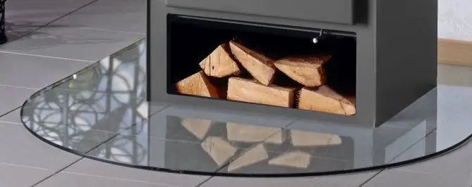 FireFix Bodenplatte Glas 100 x 110 cm Rundbogen Funkenschutzplatte