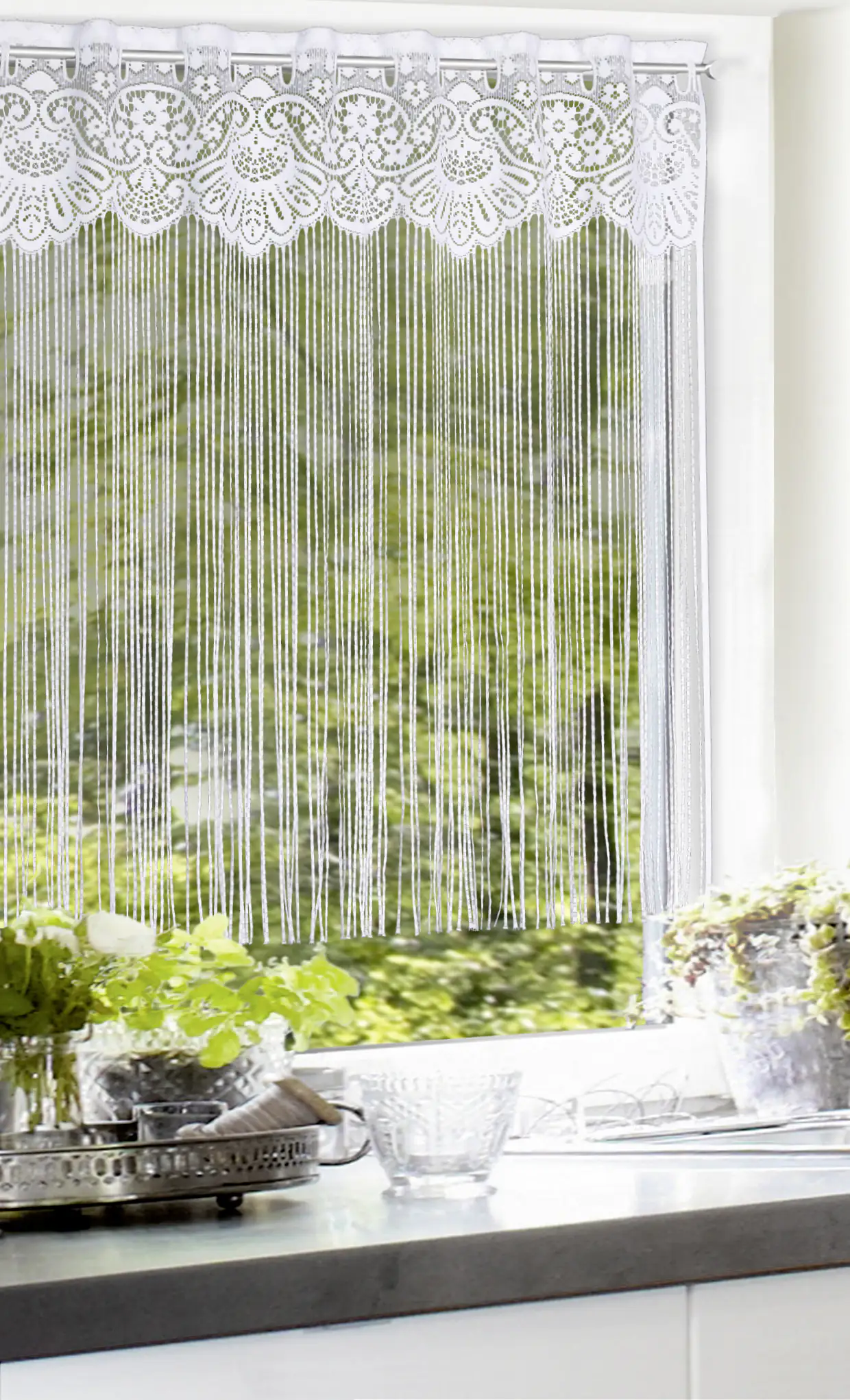 Neusser Collection Fadenstore mit Stabdurchzug weiß, 100 x 100 cm