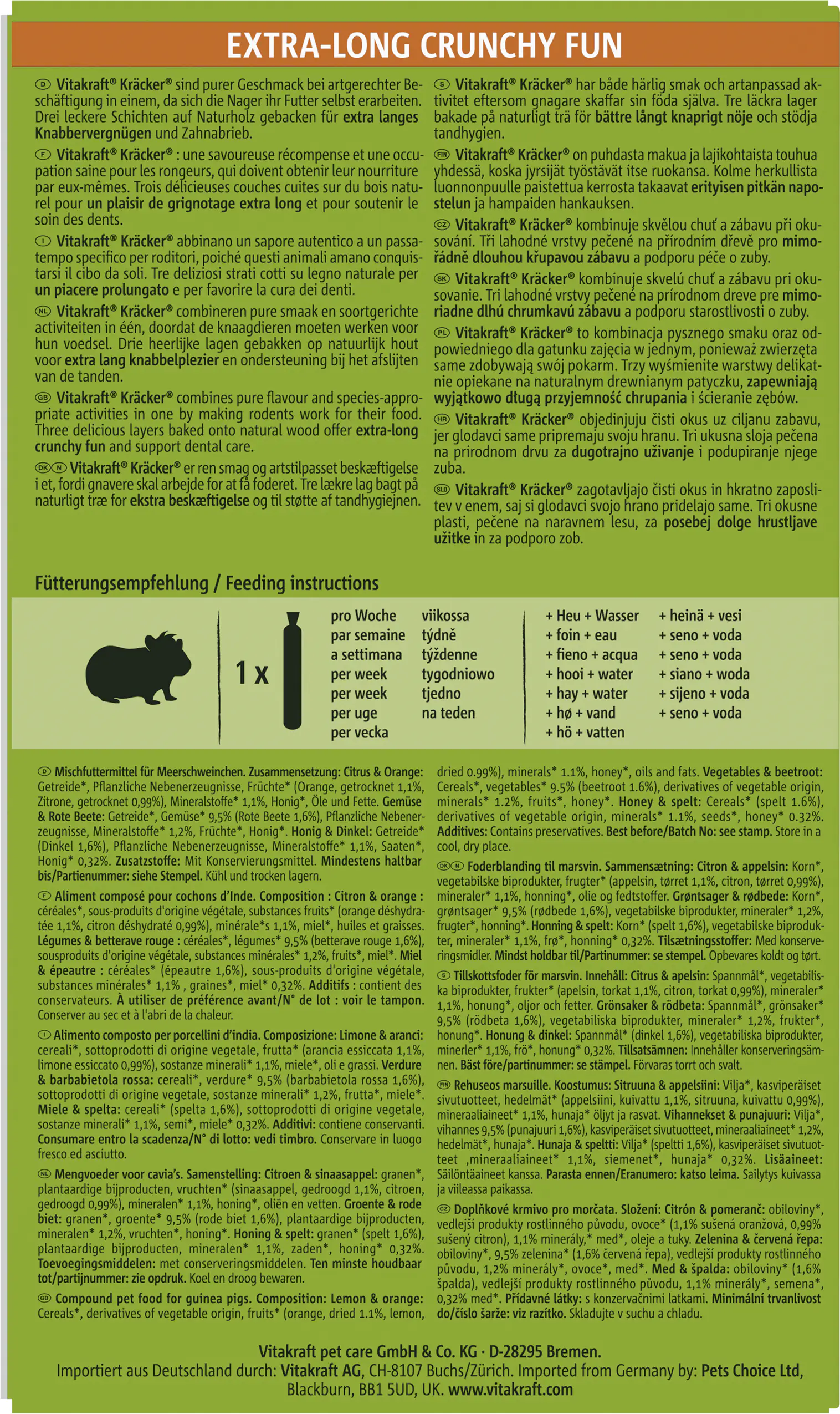 Vitakraft Kräcker®Trio Citrus Gemüse Honig 3 Stück / 168 g