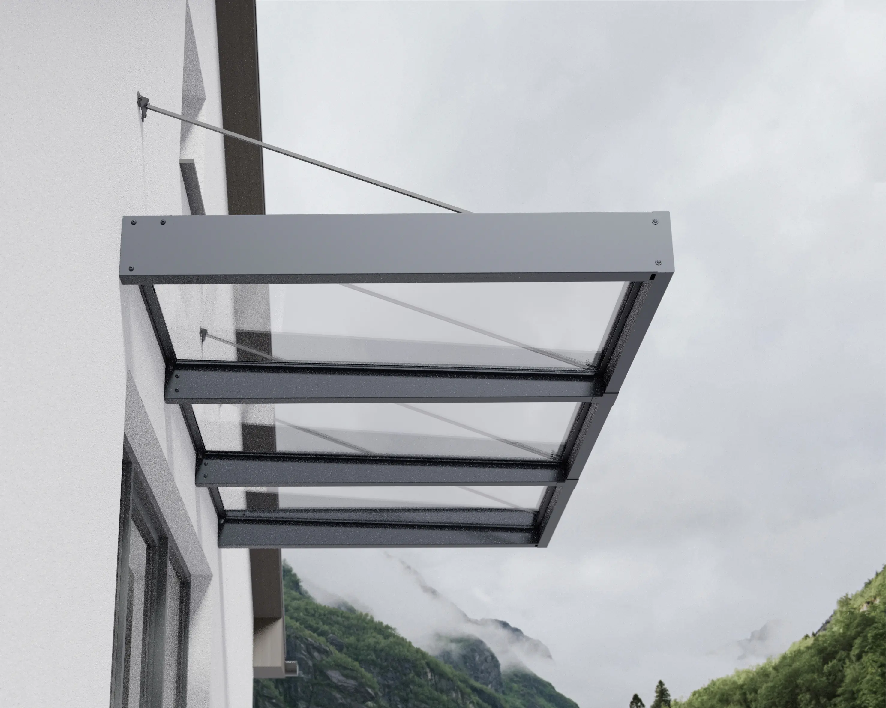 Canopia Vordach Sophia XL 3000 Grau Alu 286 x 140 cm