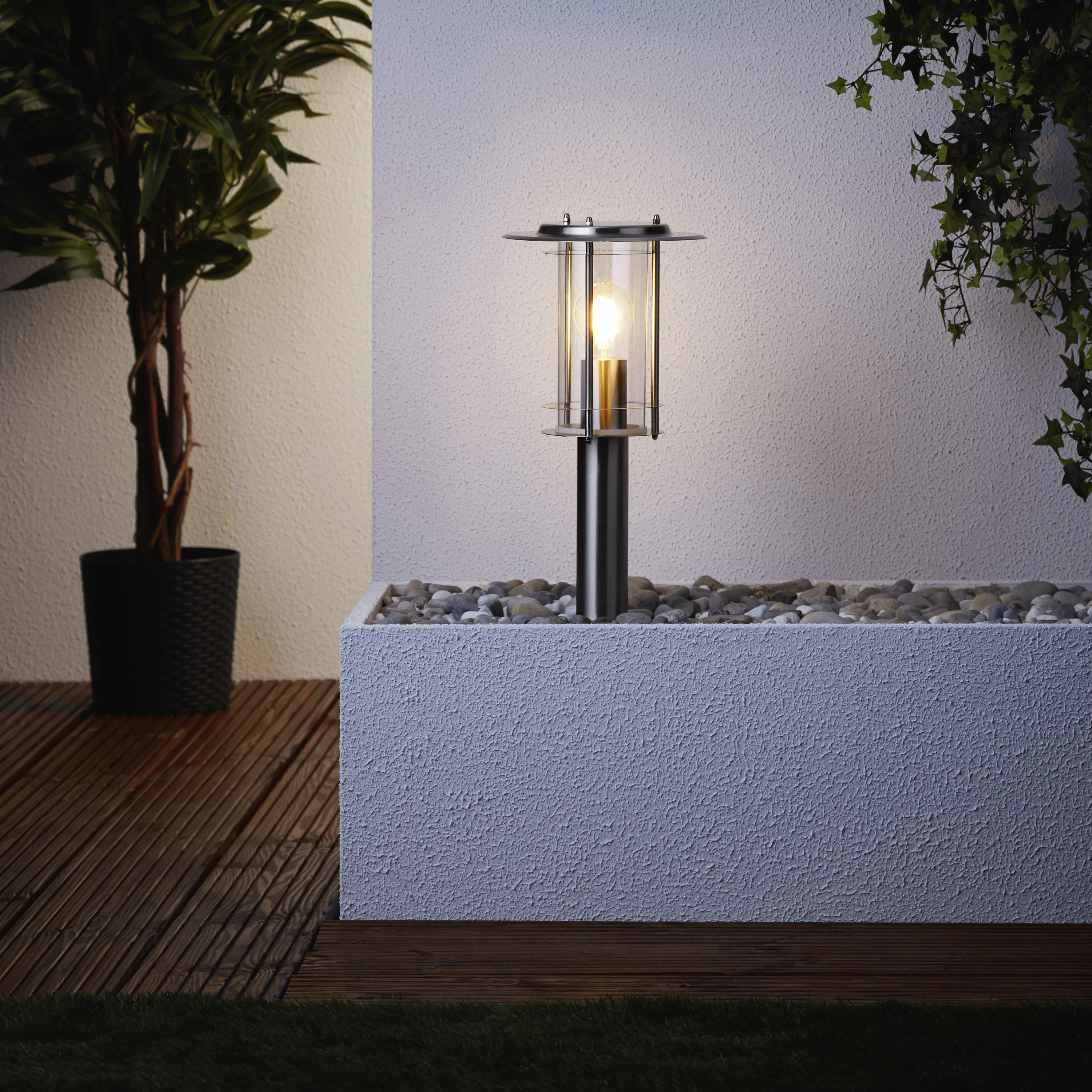 Brilliant Sockelleuchte York edelstahl 40 x 20 cm E27, max. 40 W, dimmbar Brilliant Sockelleuchte York edelstahl 40 x 20 cm E27, max. 40 W, dimmbar