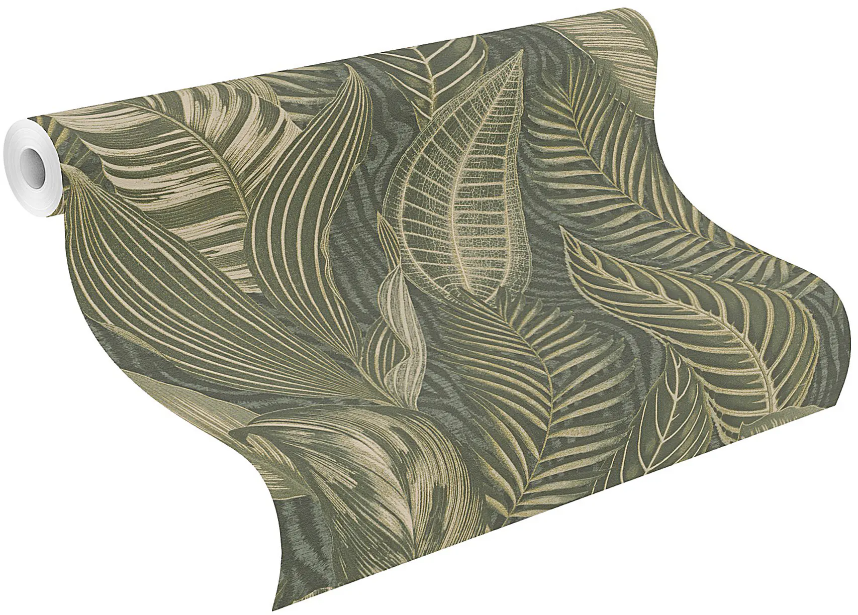 Rasch Vliestapete 751826 African Queen III, Blätter grün gold, 10,05 x 0,53 m