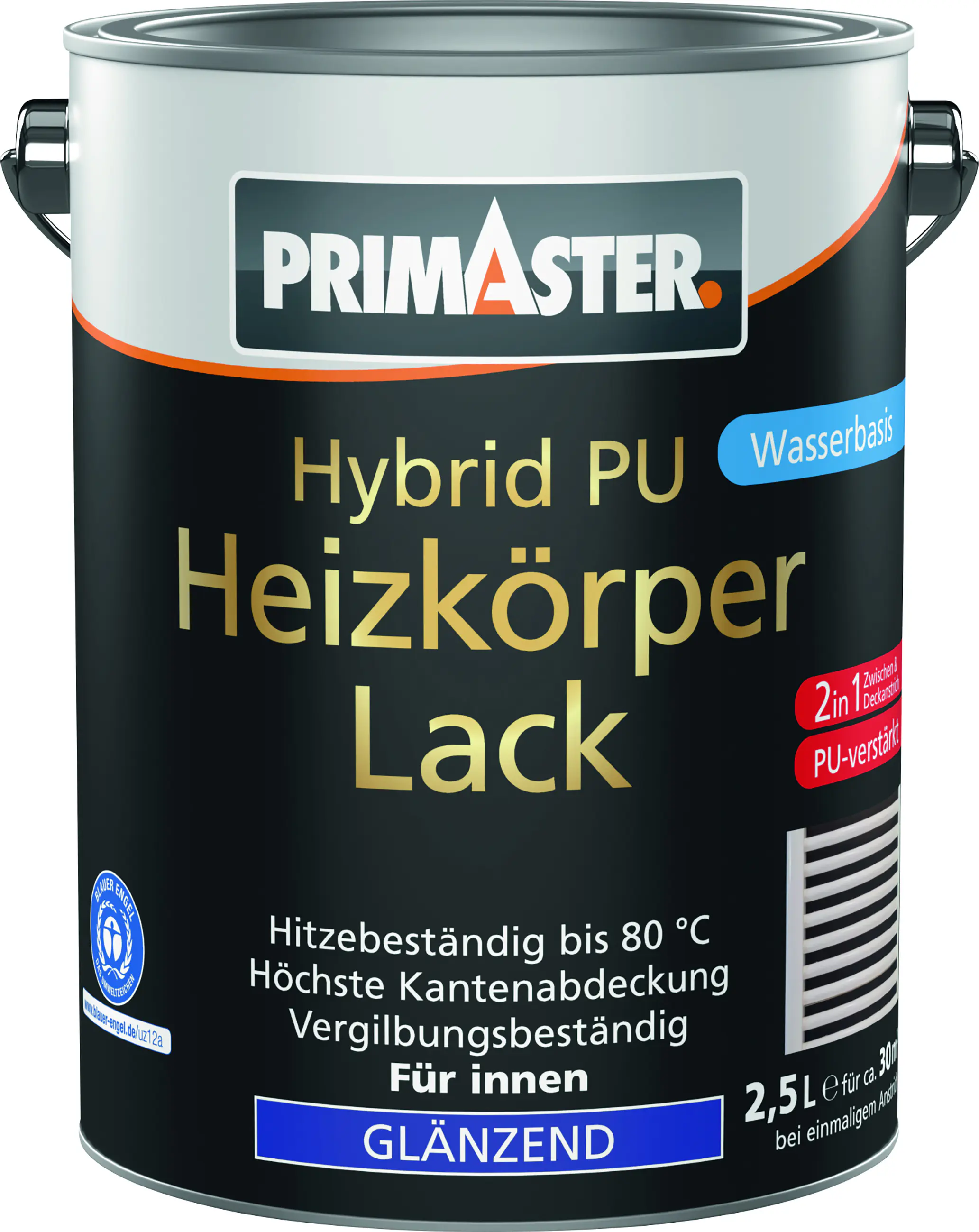 Primaster Hybrid PU-Heizkörperlack weiß glänzend 2,5 L Primaster Hybrid PU-Heizkörperlack weiß glänzend 2,5 L