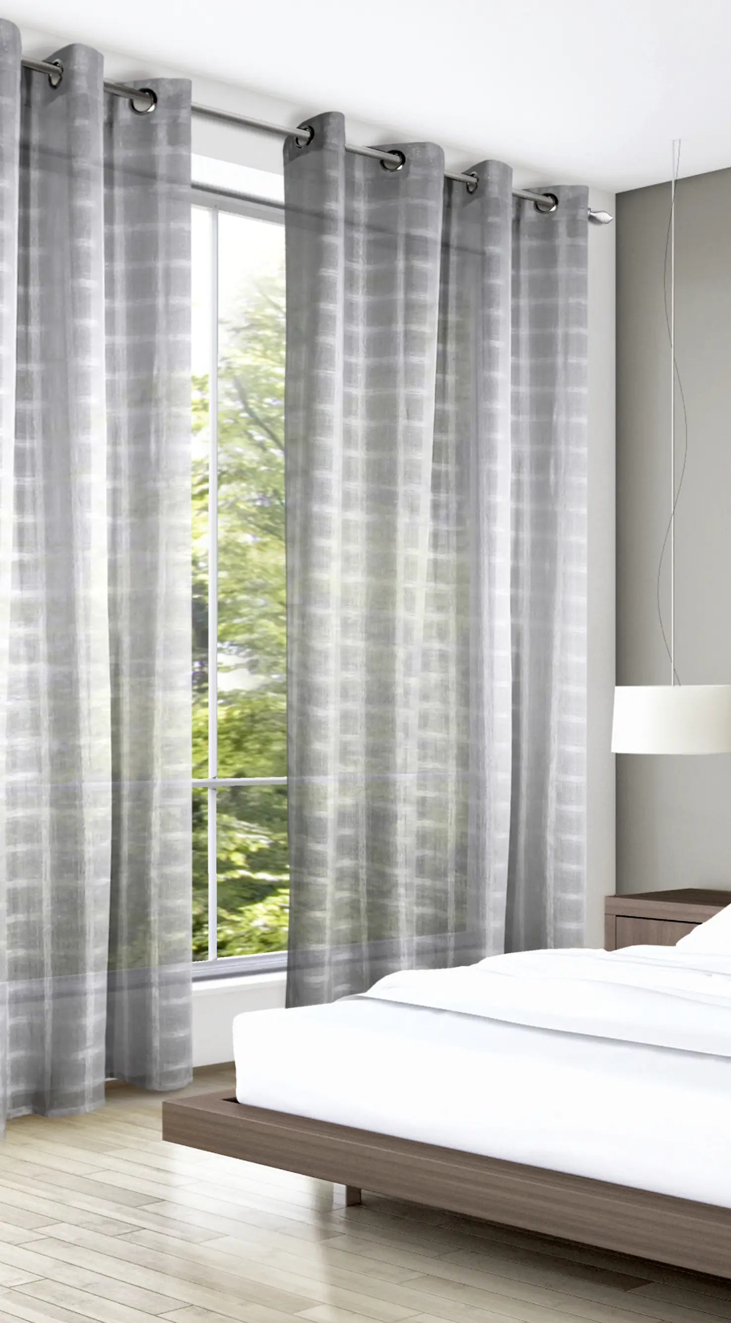 Neusser Collection Ösenschal Karo grau, 140x245 cm