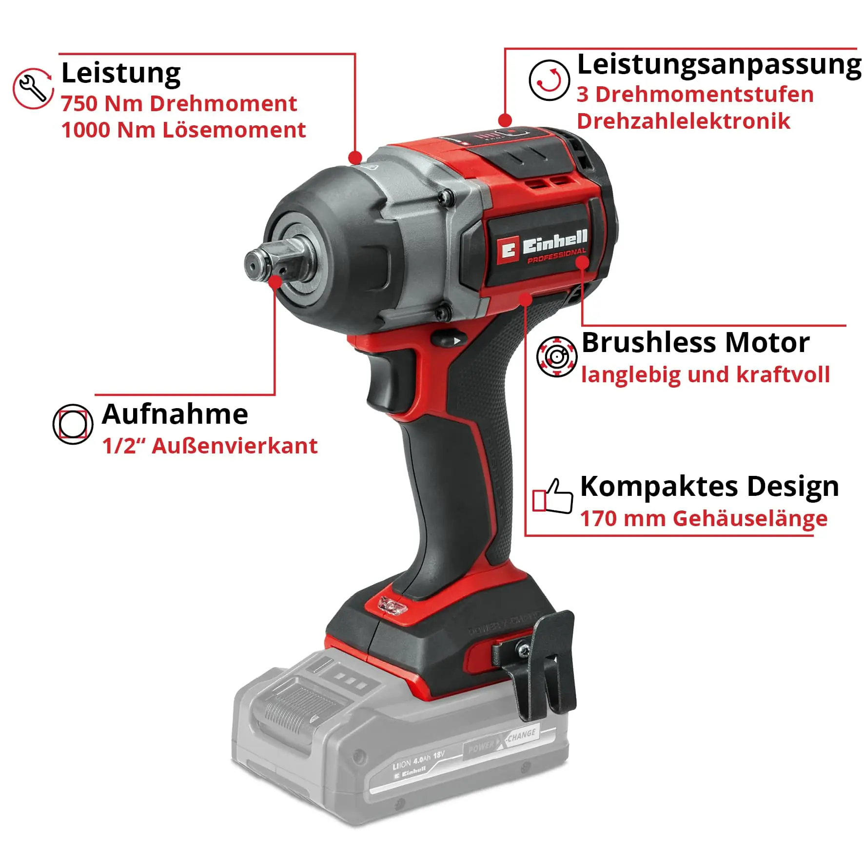 Einhell Professional Akku-Schlagschrauber TP-CW 18/750-C Li BL Solo Einhell Professional Akku-Schlagschrauber TP-CW 18/750-C Li BL Solo