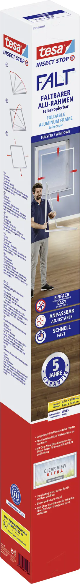 tesa Fliegenschutz-Fenster FALT 80 x 80 - 140 x 140 cm weiß/weiß