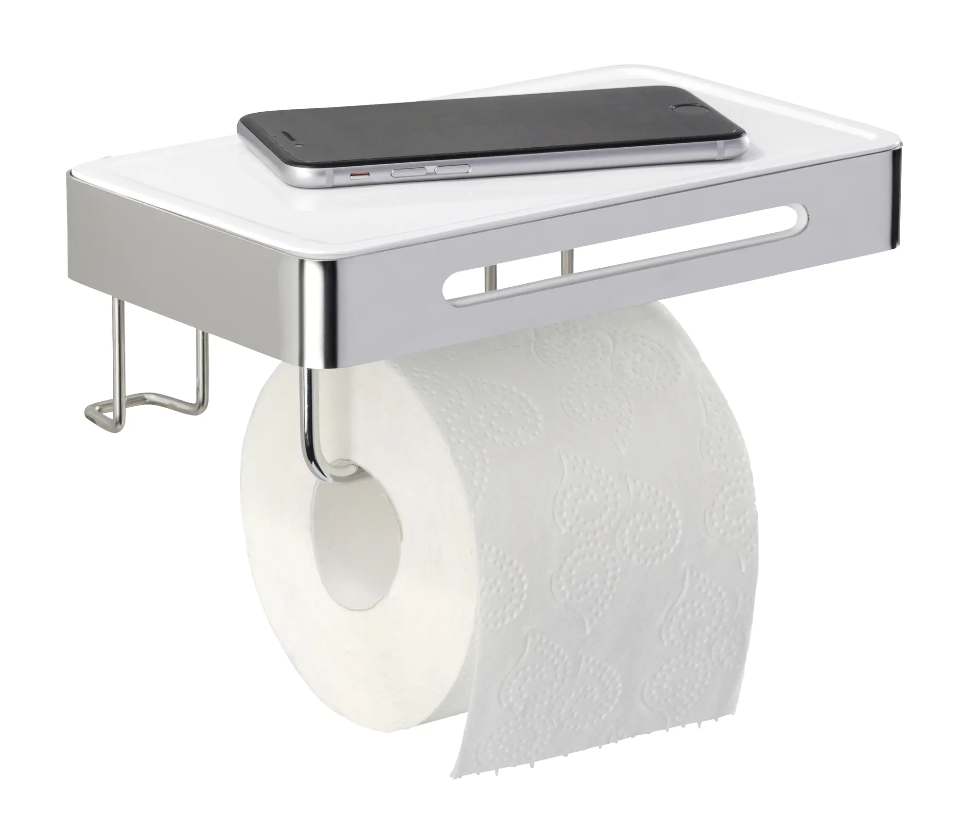 Wenko Papierrollenhalter mit Ablage Premium Plus silber