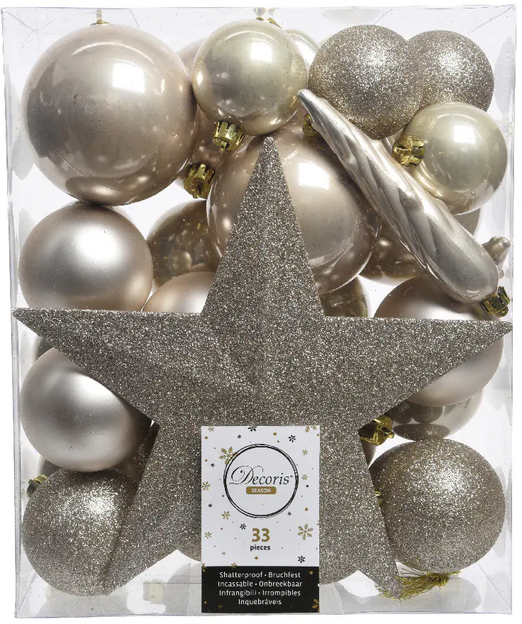 Kaemingk Weihnachtskugeln bruchfest, langlebig, perle 33 Kugeln + Stern Kaemingk Weihnachtskugeln bruchfest, langlebig, perle 33 Kugeln + Stern