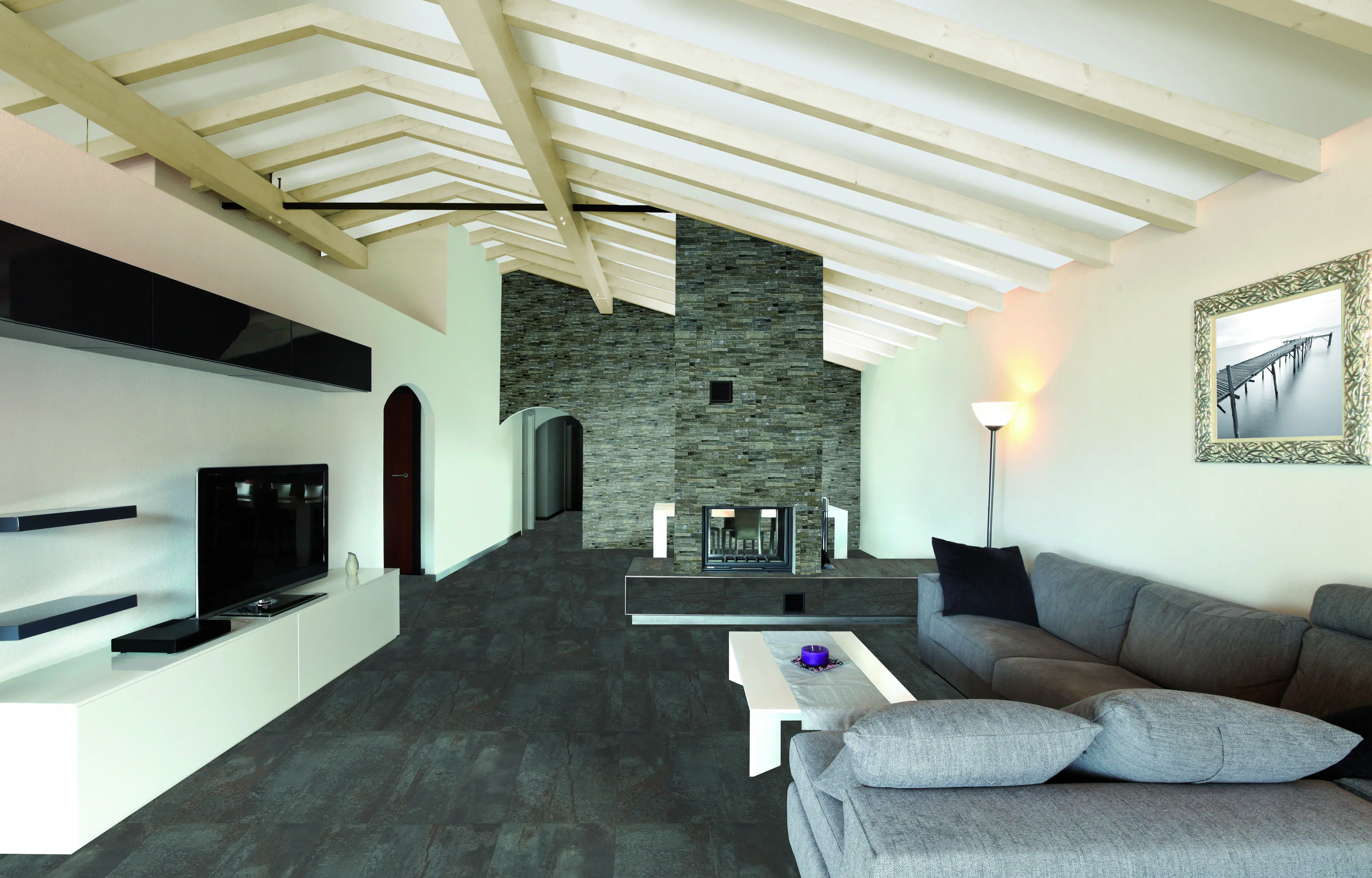 Bodenfliese Feinsteinzeug Ruggine 31 x 62 cm antracite