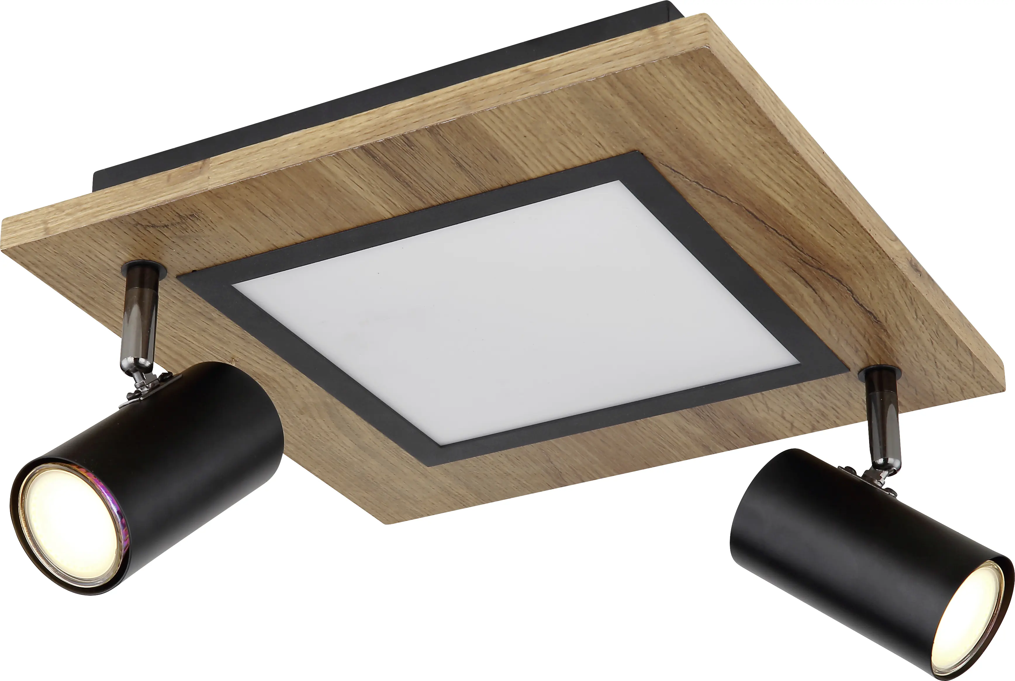 Globo LED Deckenleuchte Ulla 2er GU10 Spot 5 W 12 W holzoptik schwarz