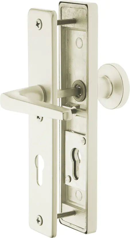 Alpertec Schutzbeschlag Tira Drücker/Drücker Aluminium neusilber 72 mm