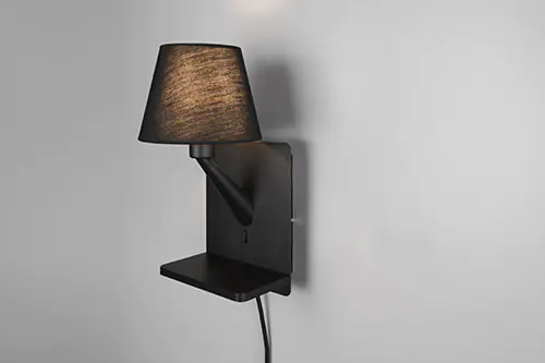 Trio Leuchten LED Wandleuchte Comfort E14 schwarz matt Metall/Stoff