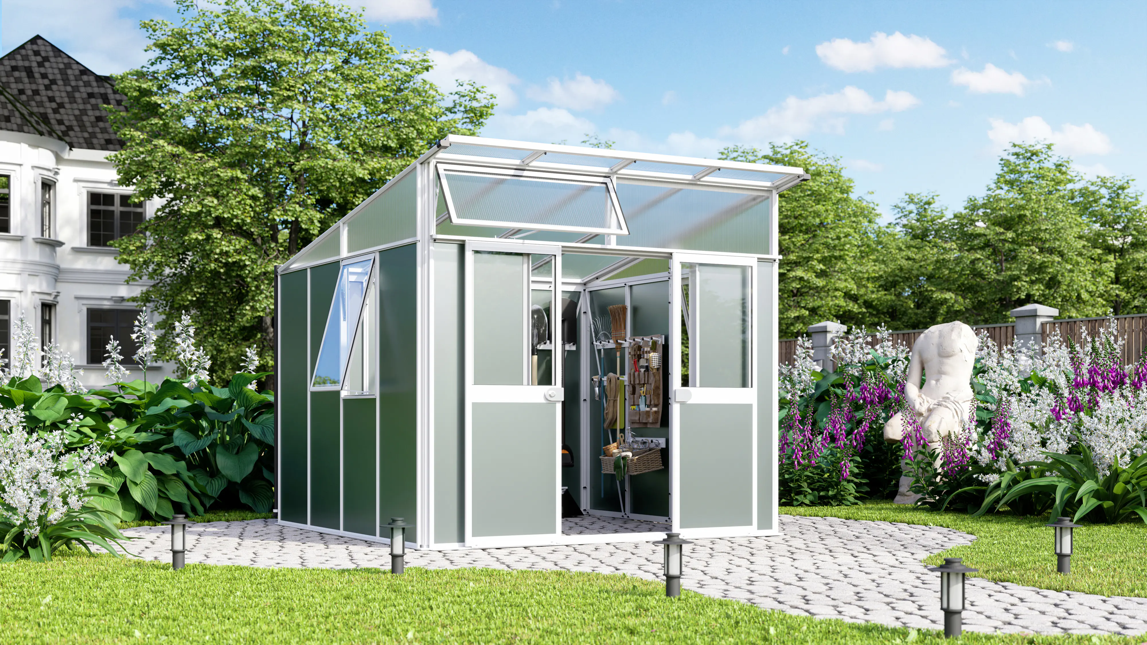 Vitavia Metallgerätehaus Kosmos 7800 salbei-grau 267 x 295 cm